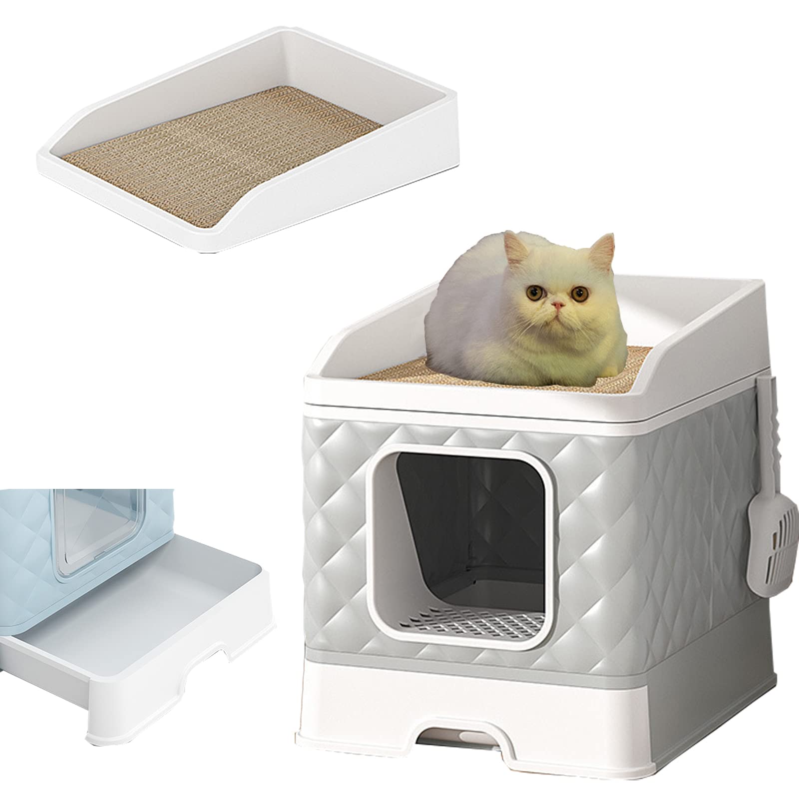 Foldable Cat Litter Box with Lid - Enclosed Top Entry Cat Toilet | Anti-Splash & Easy to Clean | Includes Litter Scoop | Perfect for Small Spaces & Travel