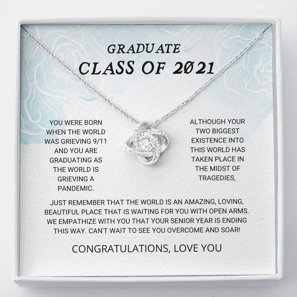 2021 Graduation Love Knot Necklace - Personalized Jewelry Gift for Graduate Class | Senior Graduate Present, Unique Graduation Gift Ideas with Card | Perfect for Commencement Ceremonies & Celebrations