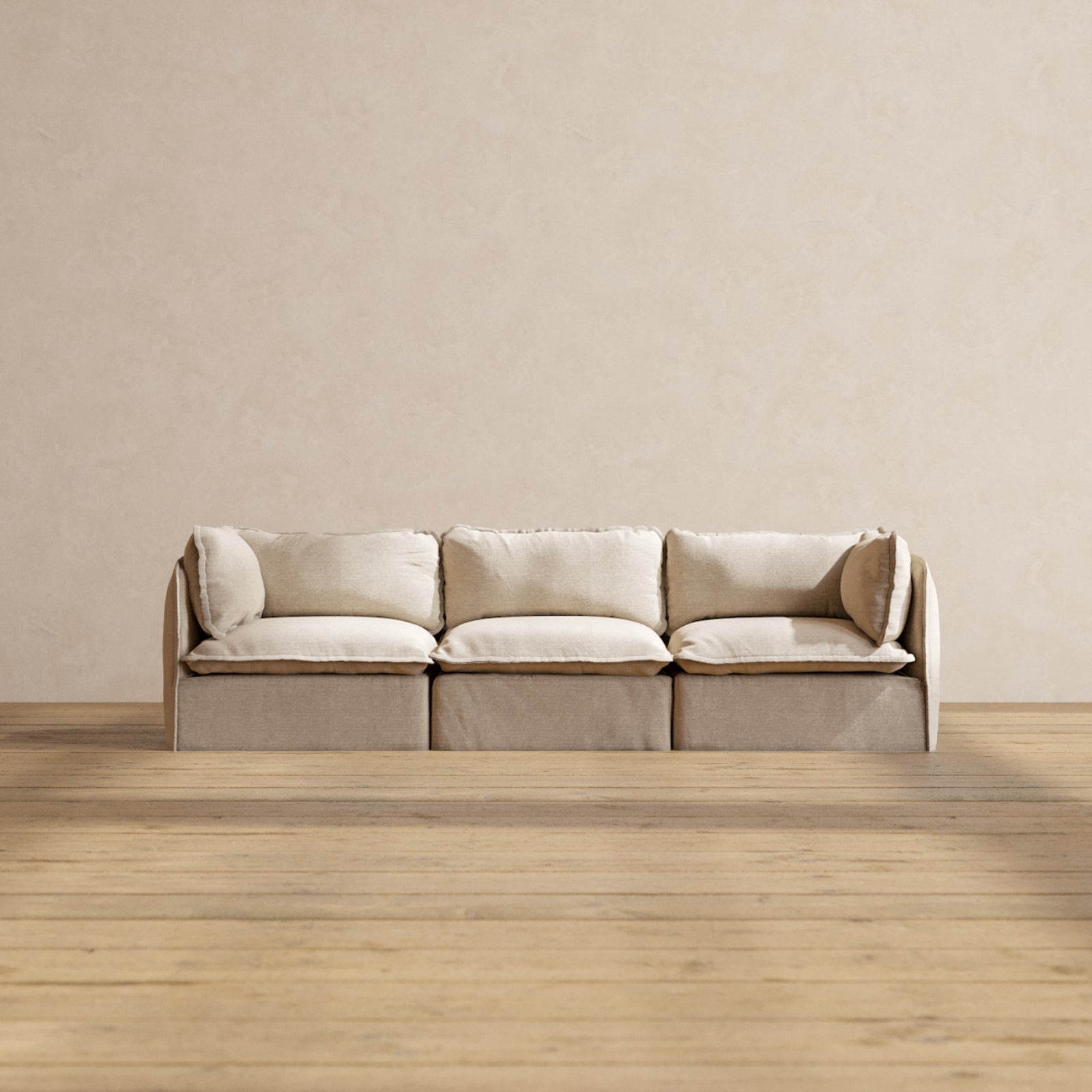 Premium Modular Performance 3-Seater Sofa in Oatmeal Fabric | Luxurious Blend for Modern Living Rooms & Home Theaters | Durable Comfort for Family Gatherings & Movie Nights