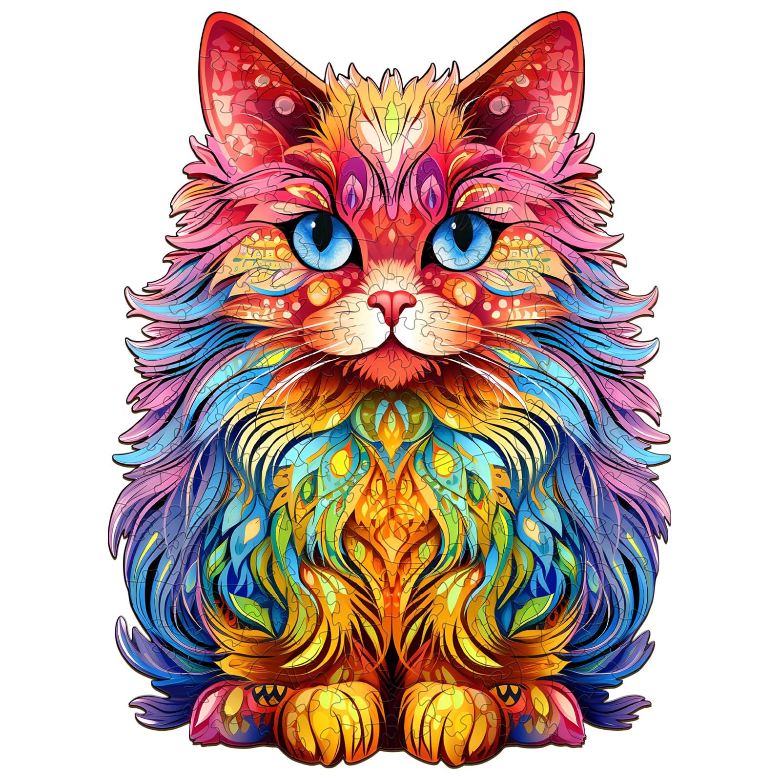 KAAYEE Wooden Animal Puzzles for Kids - Persian Cat 3D Puzzle with Gift Box - Educational Montessori Toys for Toddlers - Perfect for Birthday Gifts, Classroom Learning & Family Game Night