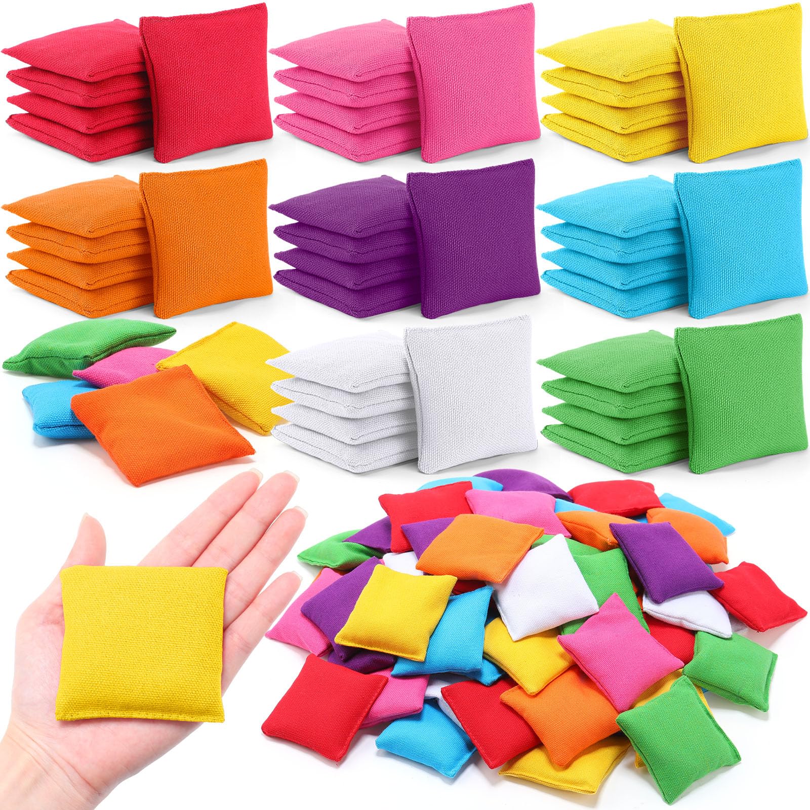Yunsailing 64 Pack Cornhole Bean Bags for Kids - Colorful Tossing Bags for Outdoor Games, Field Day, Carnival & Family Activities (Assorted Colors) - Perfect for Backyard Parties, Picnics & Holiday Gatherings