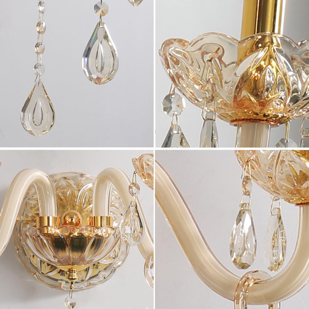 5-Light Crystal Wall Sconce Lighting - Elegant Art Deco Wall Lamp for Dining Room & Bedroom | Perfect for Home Decor, Living Room Accent, and Hallway Lighting