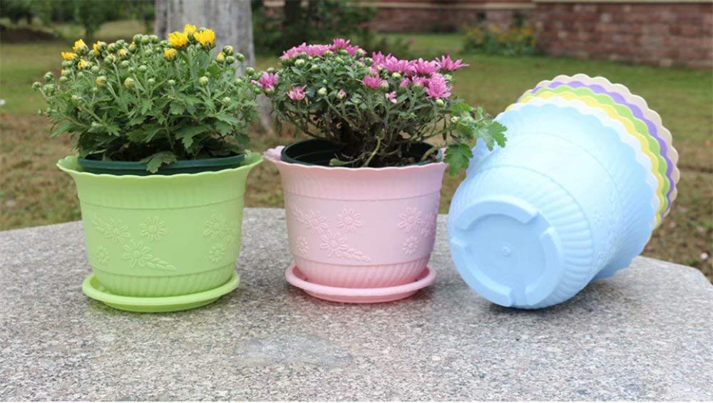 Large Pink Resin Plant Pot with Tray - Succulent & Cactus Planter, Flower Pot for Indoor/Outdoor Decor - Perfect for Home, Office, and Garden Use
