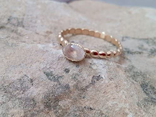 Elegant Slim Gold Ring with Genuine Moonstone | Rainbow Gemstone Stacking Ring for Women | Perfect for June Birthdays, Minimalist Jewelry & Everyday Wear