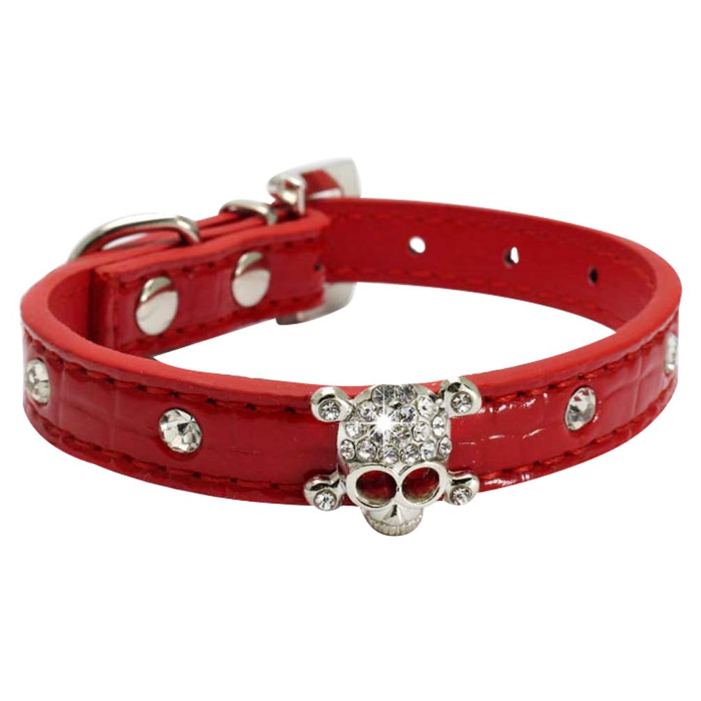PRETYZOOM Halloween Skull Pet Collar - Gothic Dog Collar with Red Rhinestones for Small Dogs, Halloween Costume Accessory & Goth Outfits - Perfect for Halloween Parties, Pet Costume Contests and Gothic Fashion