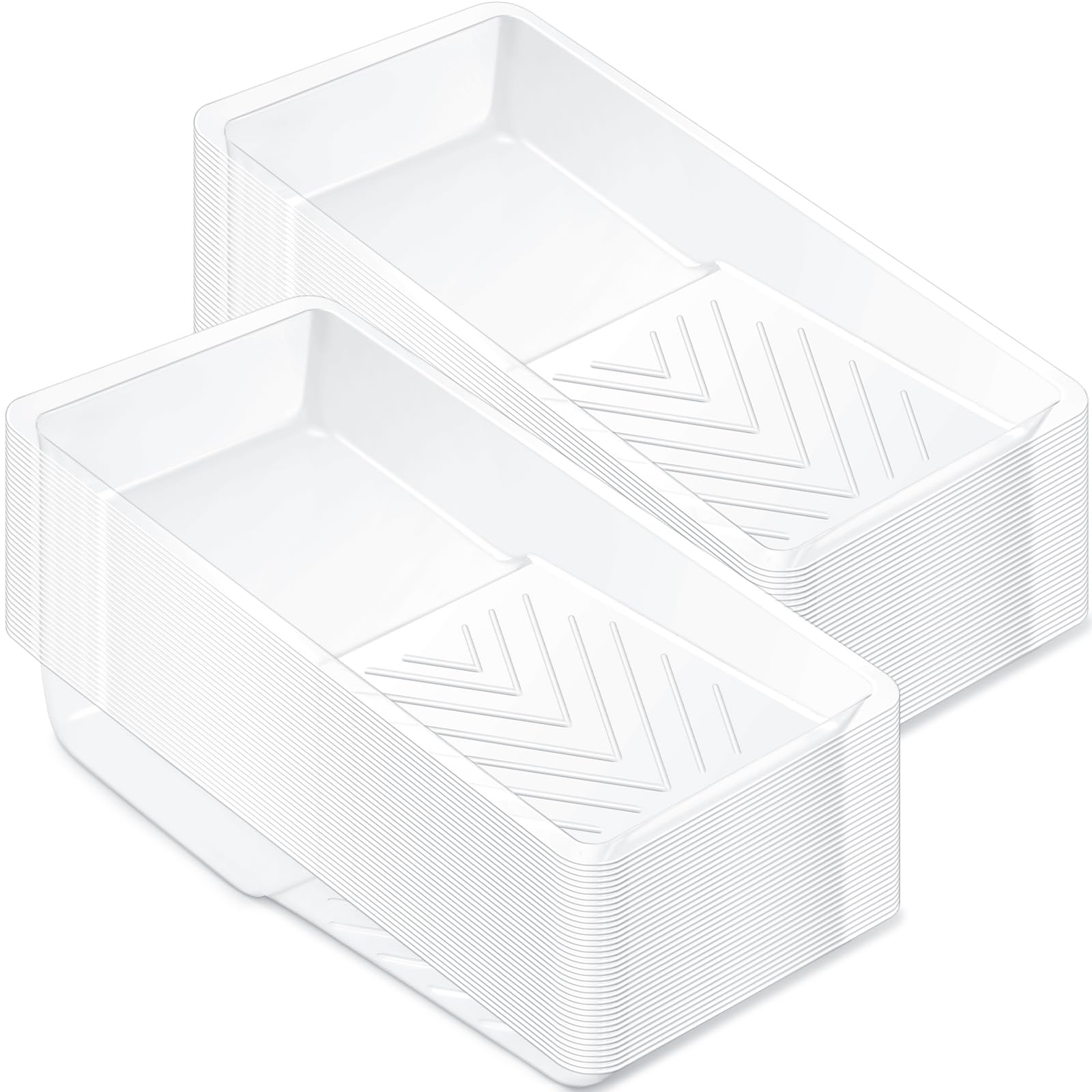 Geelin 80-Pack 4 Inch Disposable Paint Tray Liners - White Plastic Textured Paint Pans for Walls, Compatible with Most Paint Rollers - Perfect for Home DIY Painting Projects & Professional Wall Painting