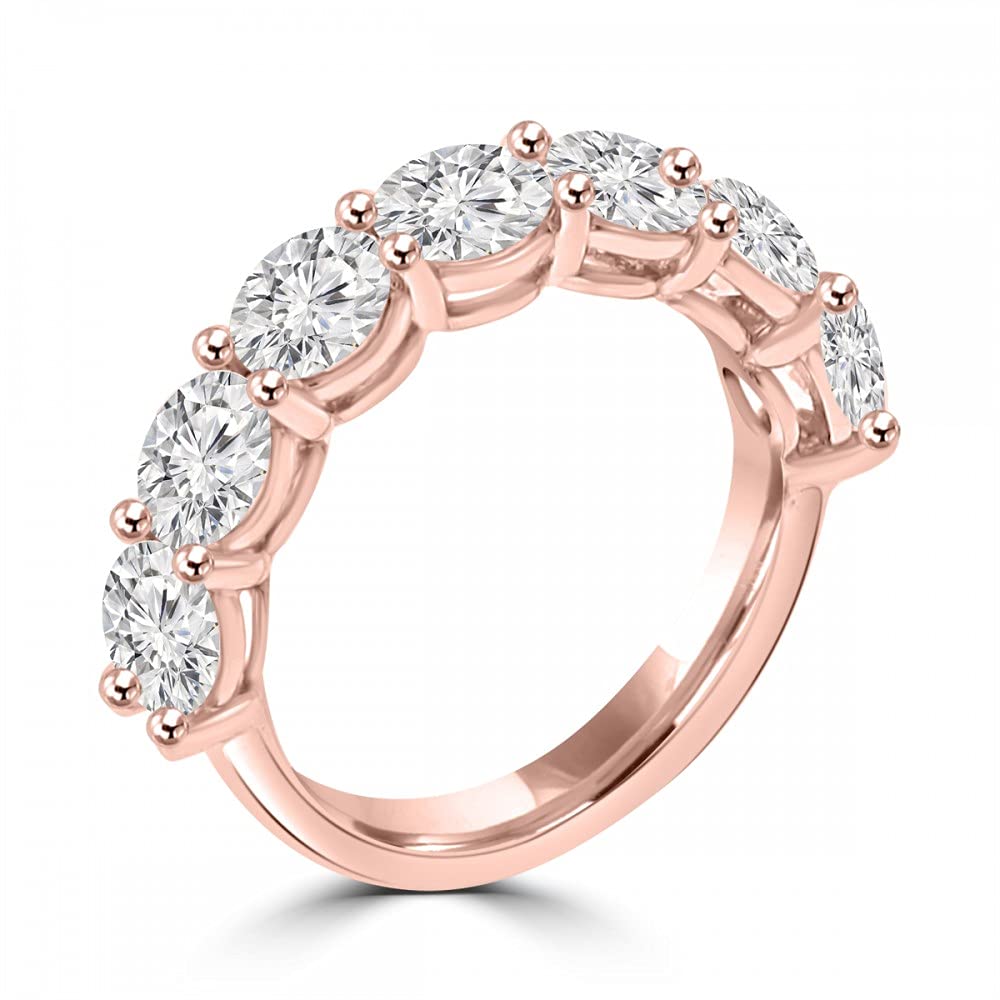 2.10 Carat Round Cut Diamond Wedding Band Ring for Women in 14K Rose Gold - Elegant Bridal Jewelry for Engagement, Anniversary & Special Occasions