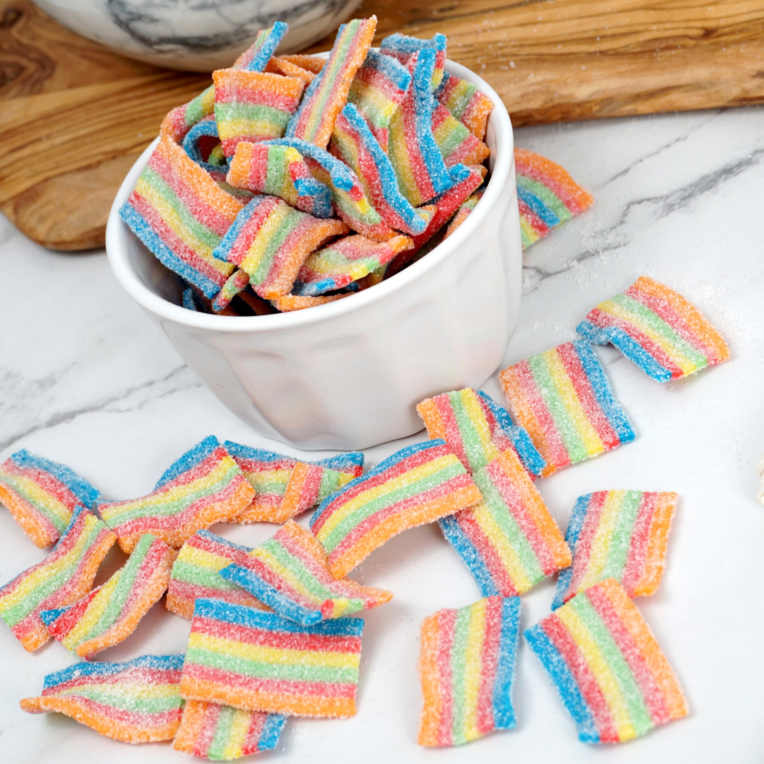 Rainbow Sour Belt Bites - 1 Pound Bulk Gummy Candy by The Hampton Popcorn & Candy Company | Sour & Sweet Chewy Candy Belts | Perfect for Parties, Movie Nights & Candy Buffets