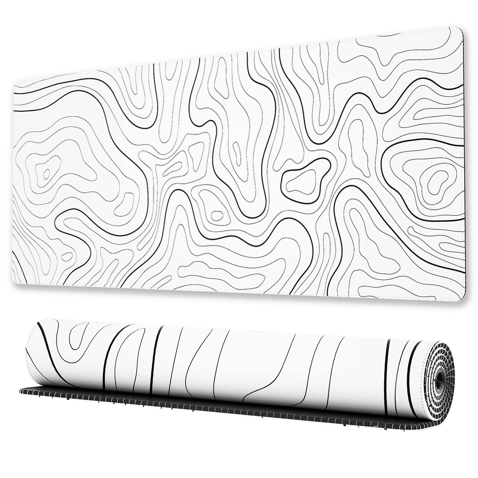 Premium Large Gaming Mouse Pad - Non-Slip Base, Stitched Edges, Minimalist Topographic Design - 31.5
