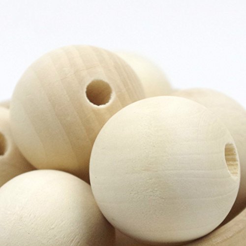 Natural Unfinished Wooden Round Beads - 20pcs 40mm/50mm Wood Spacer Beads for Jewelry Making, DIY Crafts, Bracelets & Necklaces - Perfect for Handmade Boho Style Accessories and Home Decor Projects