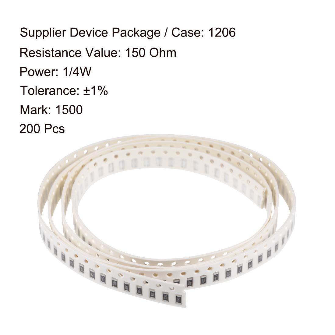 uxcell 150 Ohm 1/4W 1206 SMD Chip Resistor, 1% Tolerance Fixed Resistors - 200pcs for DIY Electronics, Circuit Board Repair & Electronic Experiments | Perfect for PCB Projects, Arduino & Raspberry Pi
