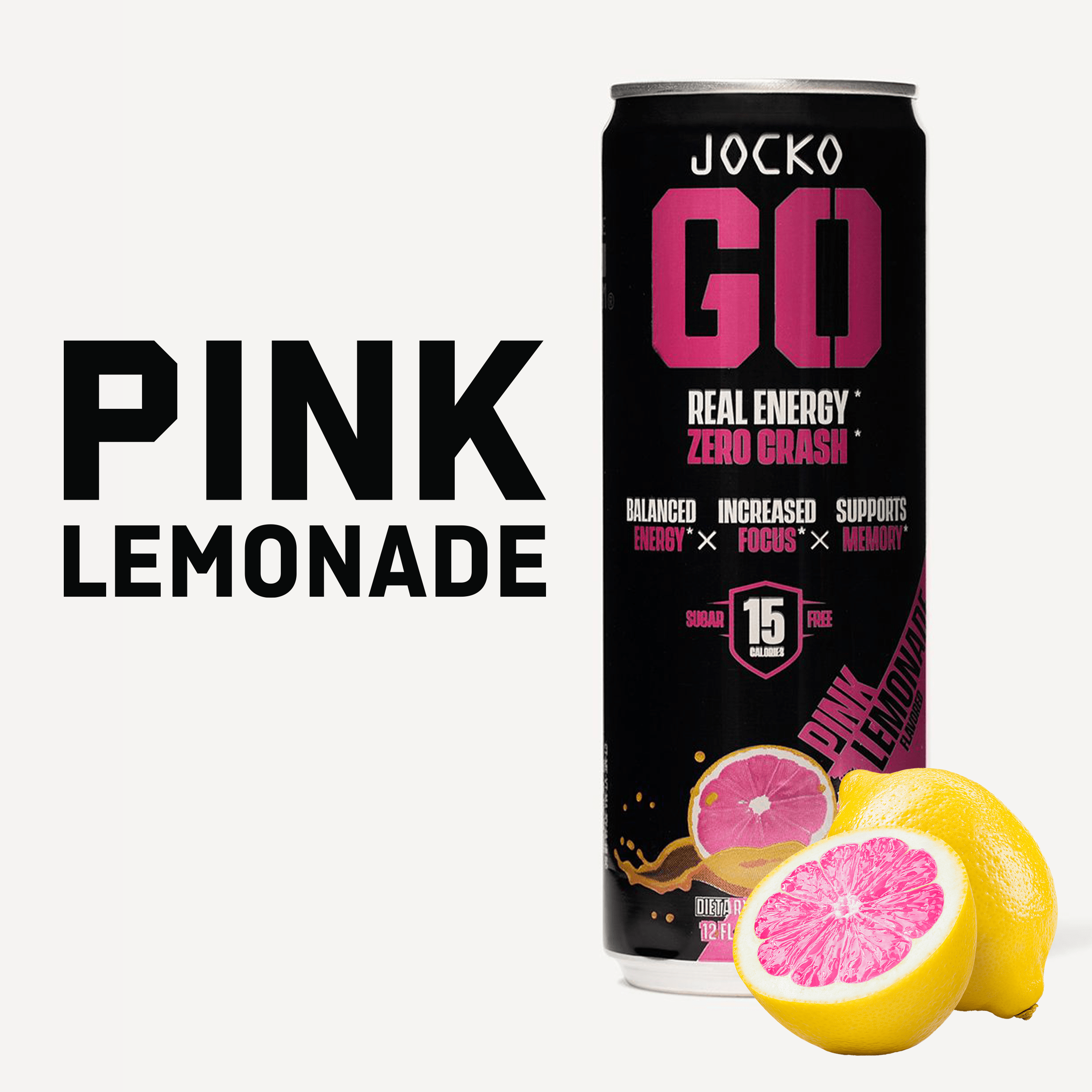 JOCKO GO Energy Drink - 12 Pack | Sugar-Free Pre Workout & Post Workout Supplement | Boost Energy & Focus for Gym, Running & Fitness
