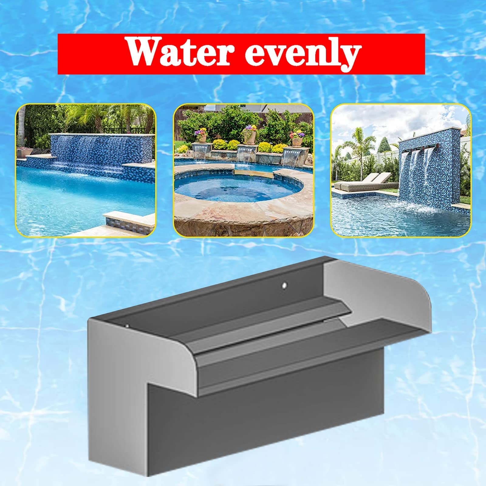 Stainless Steel Garden Waterfall Feature - 30/40/50/60cm Outdoor Water Fountain with Pond Pump | Cascading Water Blade for Patio, Yard & Landscape Decor | Perfect for Backyard, Zen Garden & Relaxation Spaces