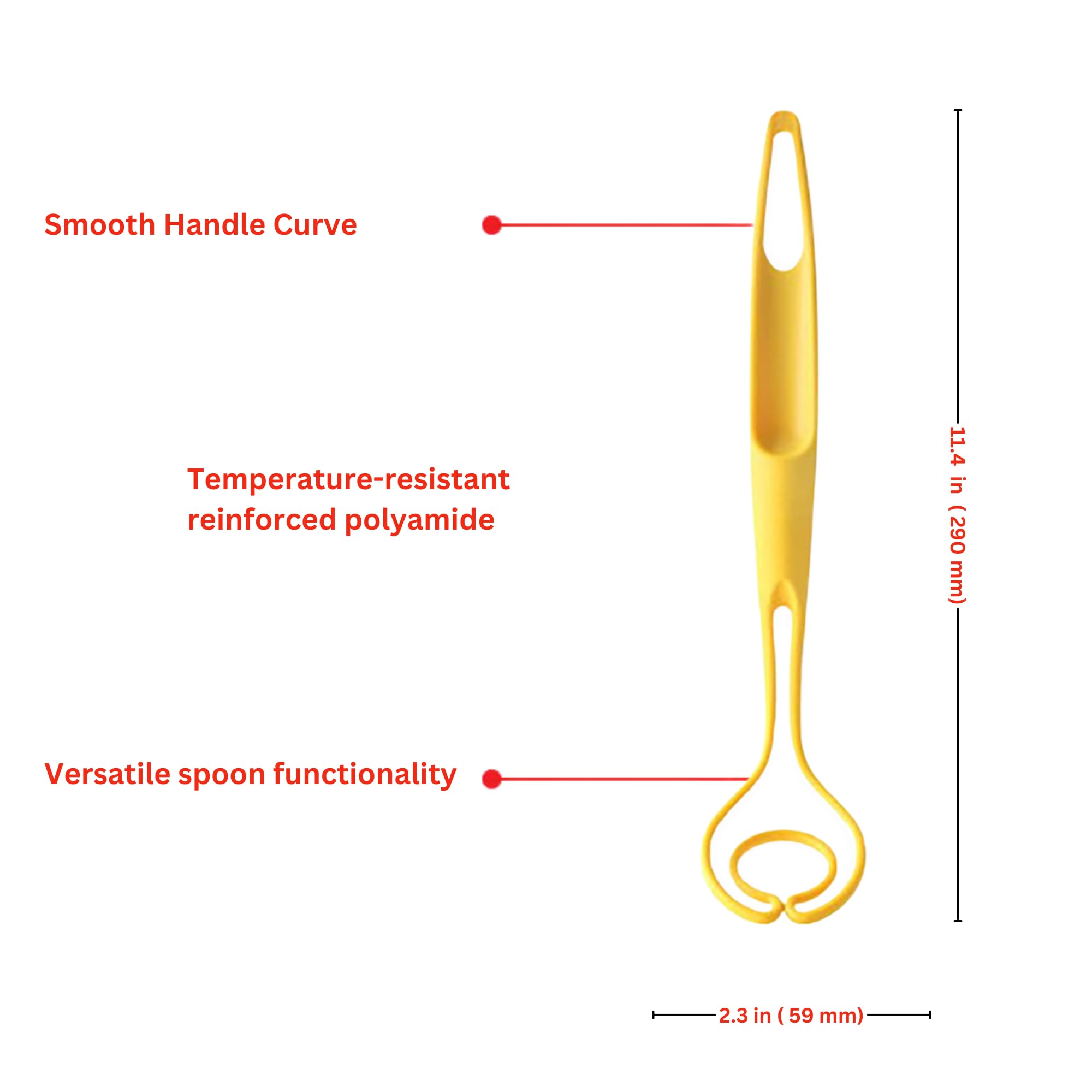 **Multi-Purpose Kitchen Utensil Set - Ergonomic Handle for Stirring, Mashing, Whisking, Mixing Dough - Heat-Resistant & Dishwasher Safe - Perfect for Fried Rice, Scrambled Eggs, Baking & Cooking - Made in Korea (Yellow)**