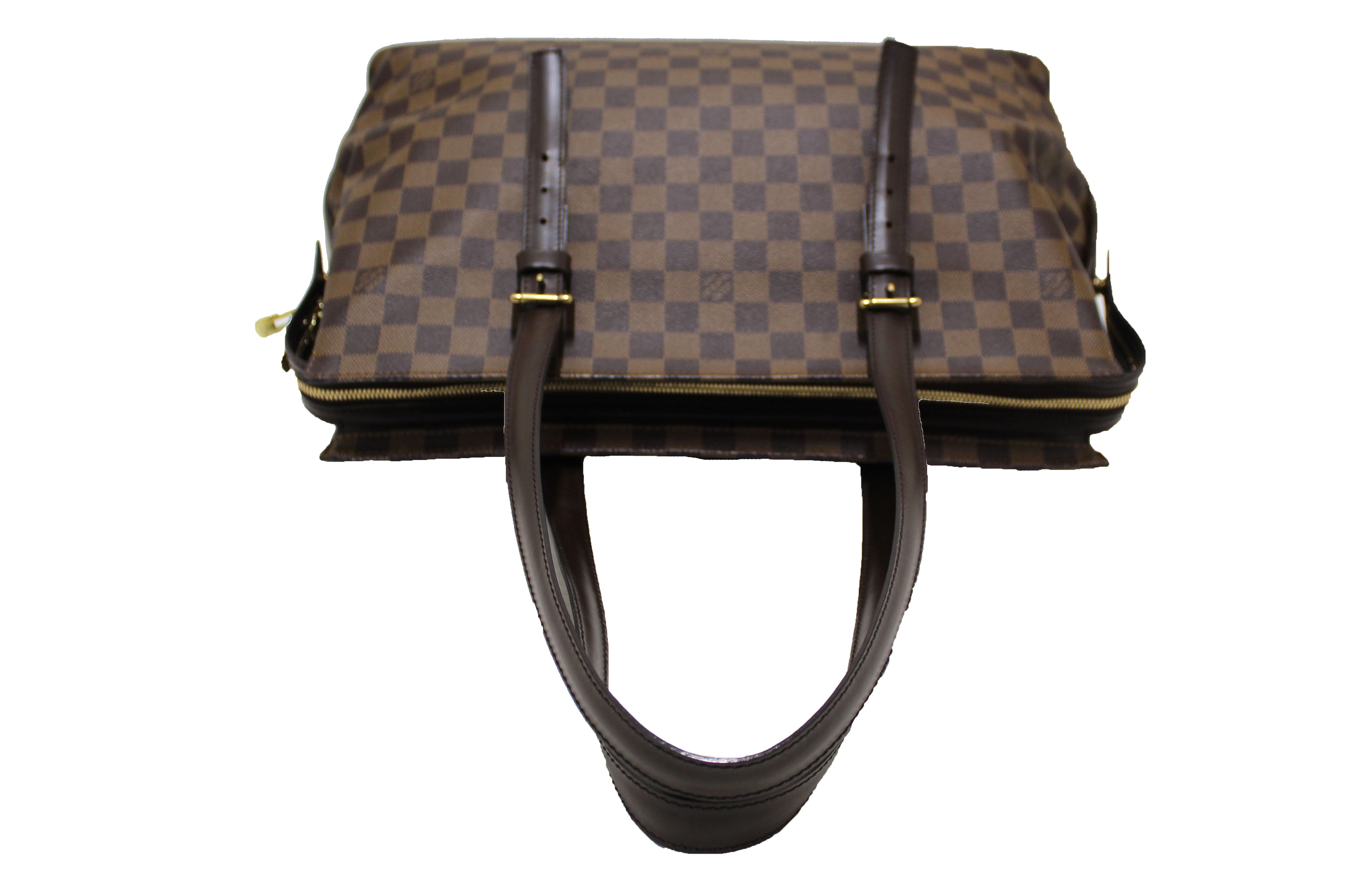 Authentic Louis Vuitton Damier Ebene Chelsea Tote Shoulder Bag for Women - Luxury Leather Handbag with Gold-Tone Hardware, Perfect for Work, Travel & Everyday Use