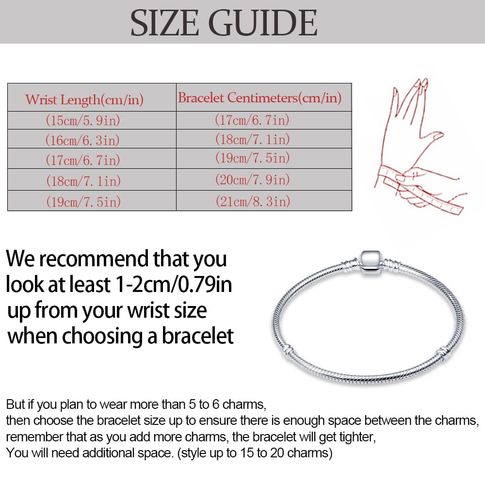 KUNSIR 925 Sterling Silver Snake Chain Charm Bracelet for Women - Adjustable, Dainty & Elegant Jewelry Gift for Birthday, Anniversary & Everyday Wear