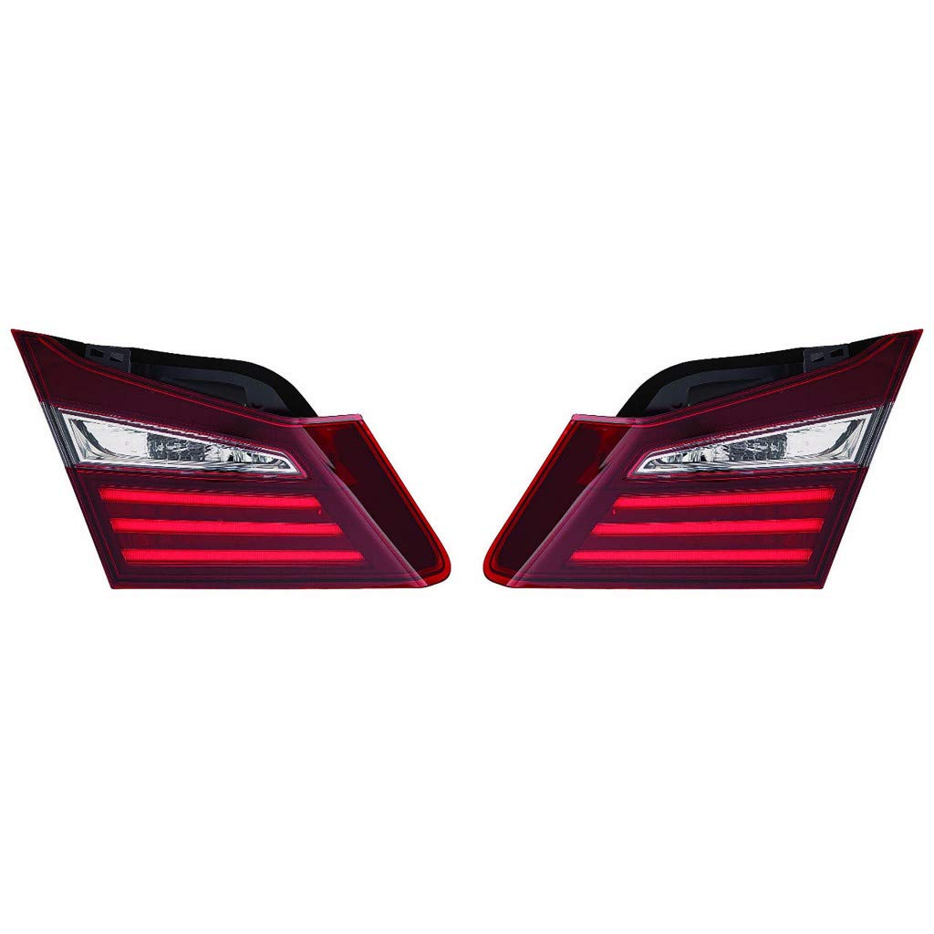2016-2017 Honda Accord Tail Light Pair - DOT Certified (Driver & Passenger Side, Inner, w/Bulbs) | Perfect for Replacement & Night Driving Safety | HO2802109