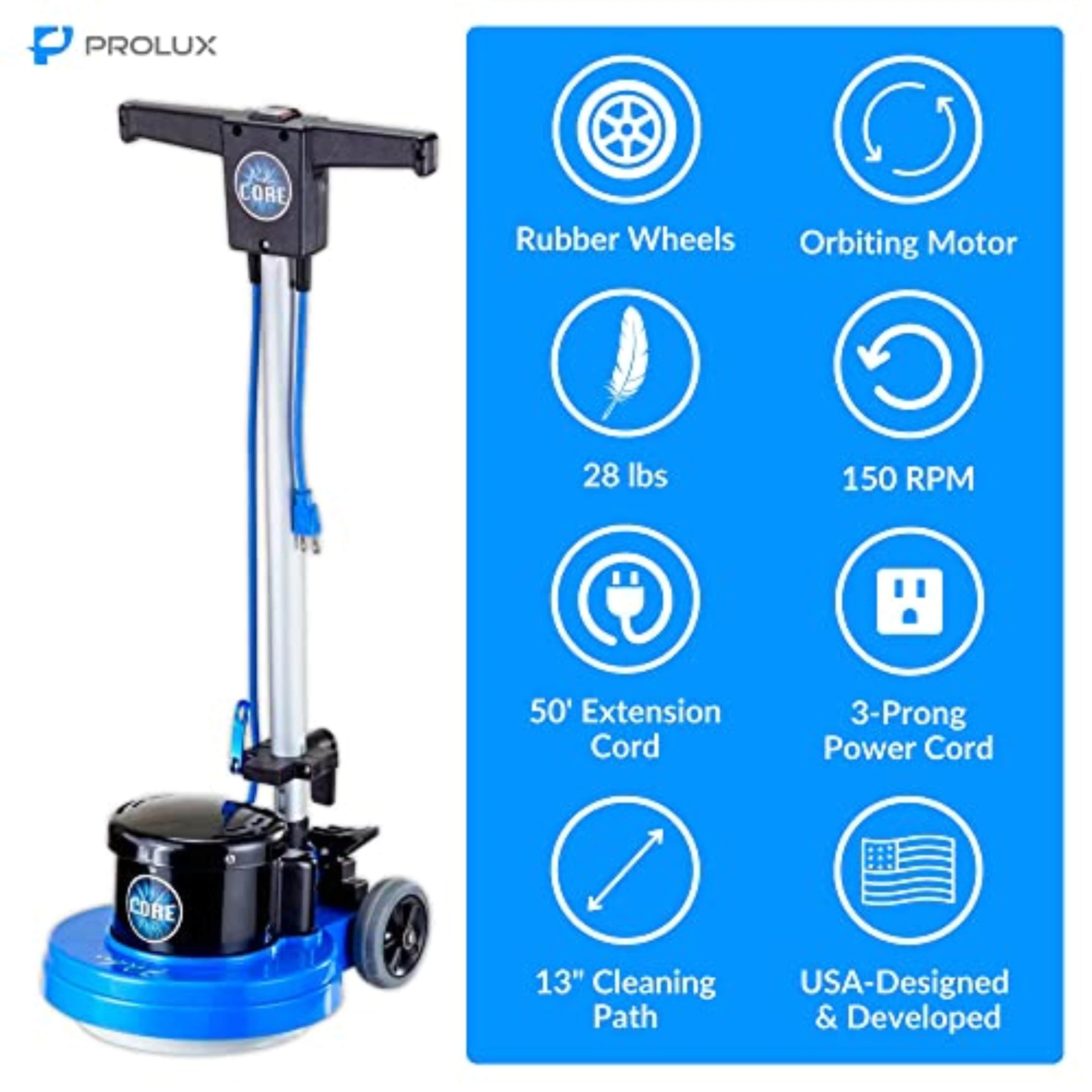 Prolux Core 13 Heavy Duty Commercial Floor Buffer Machine - Single Pad Polisher & Scrubber for Hardwood, Tile & Concrete Floors - Ideal for Warehouses, Gyms & Commercial Cleaning