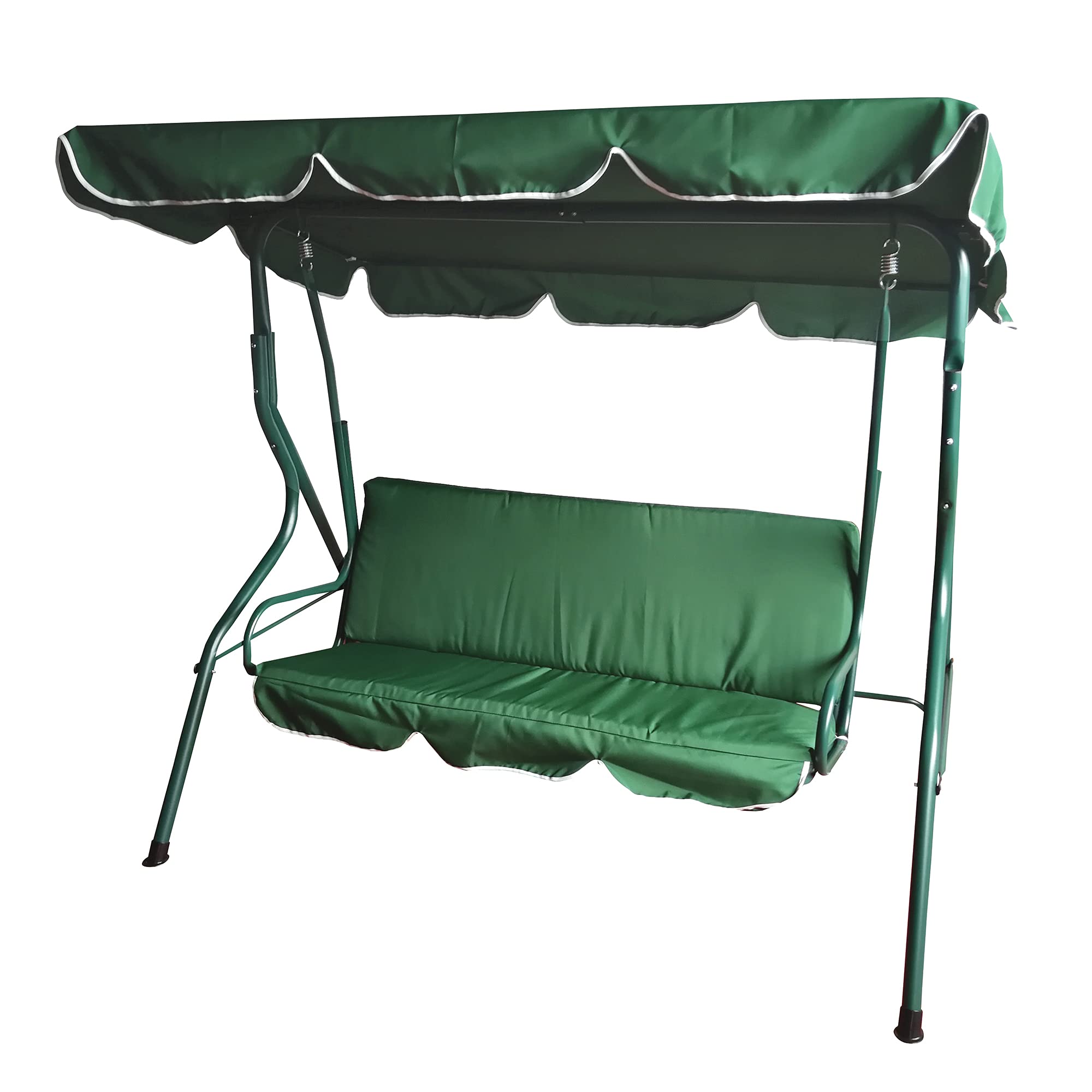 Northlight 3-Seater Outdoor Patio Swing with Adjustable Canopy - Green Weather-Resistant Garden Furniture for Backyard, Porch or Deck Relaxation