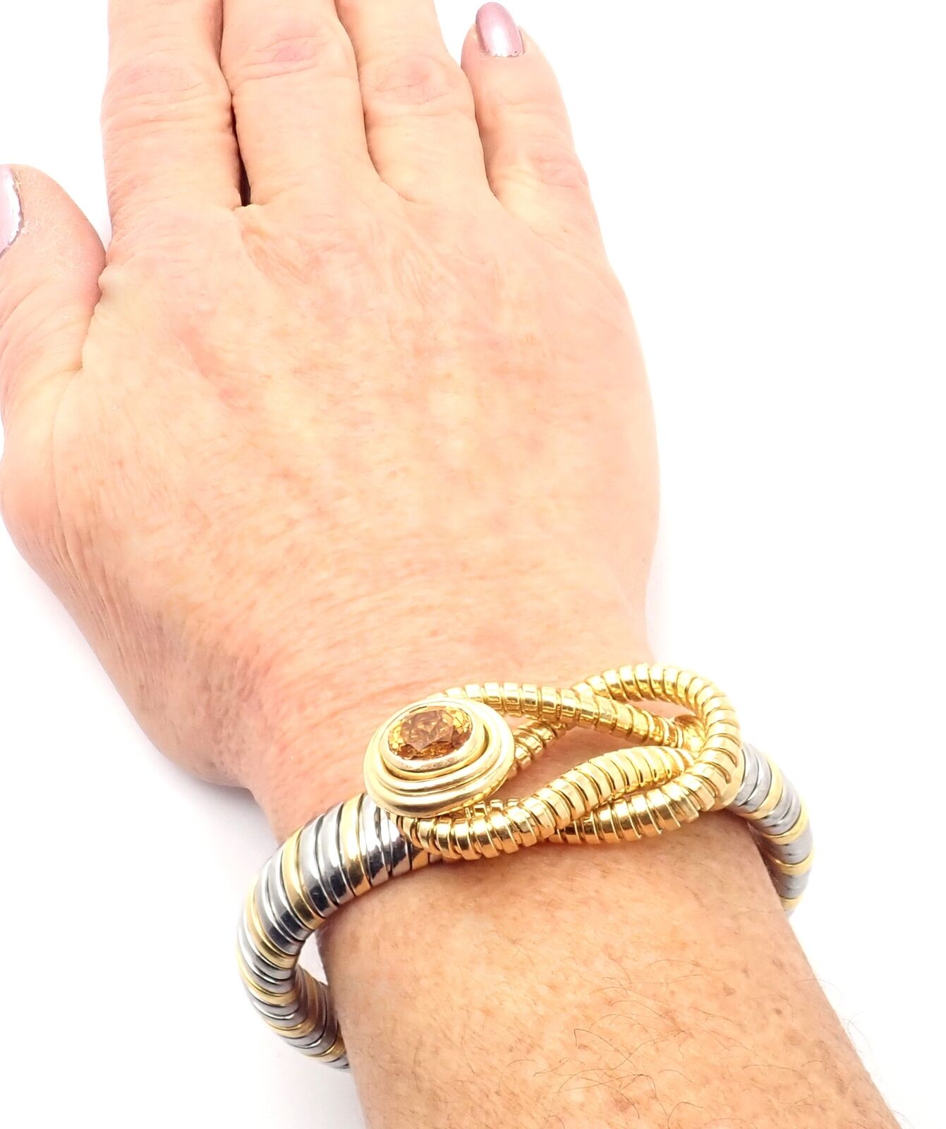Authentic Cartier Hercules Knot 18K Yellow Gold & Stainless Steel Citrine Bracelet for Women | Luxury Jewelry Gift for Anniversary, Birthday & Special Occasions