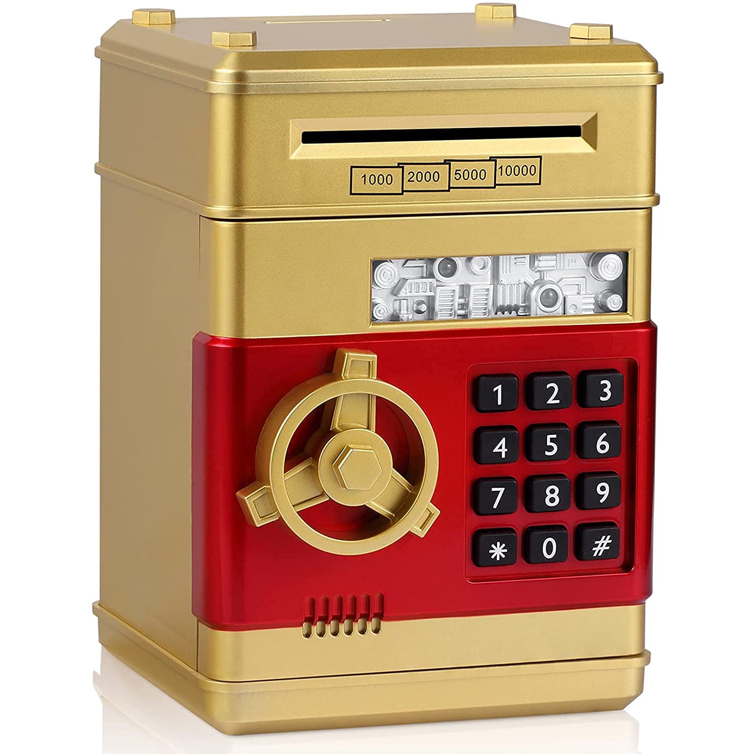Electronic Piggy Bank with Safe Password Lock - Large Digital Money Coin Bank for Kids, Auto Roll Paper Money & Plastic Saving Box Toy - Perfect Gift for Boys & Girls (Gold) | Ideal for Teaching Kids Money Saving & Financial Responsibility