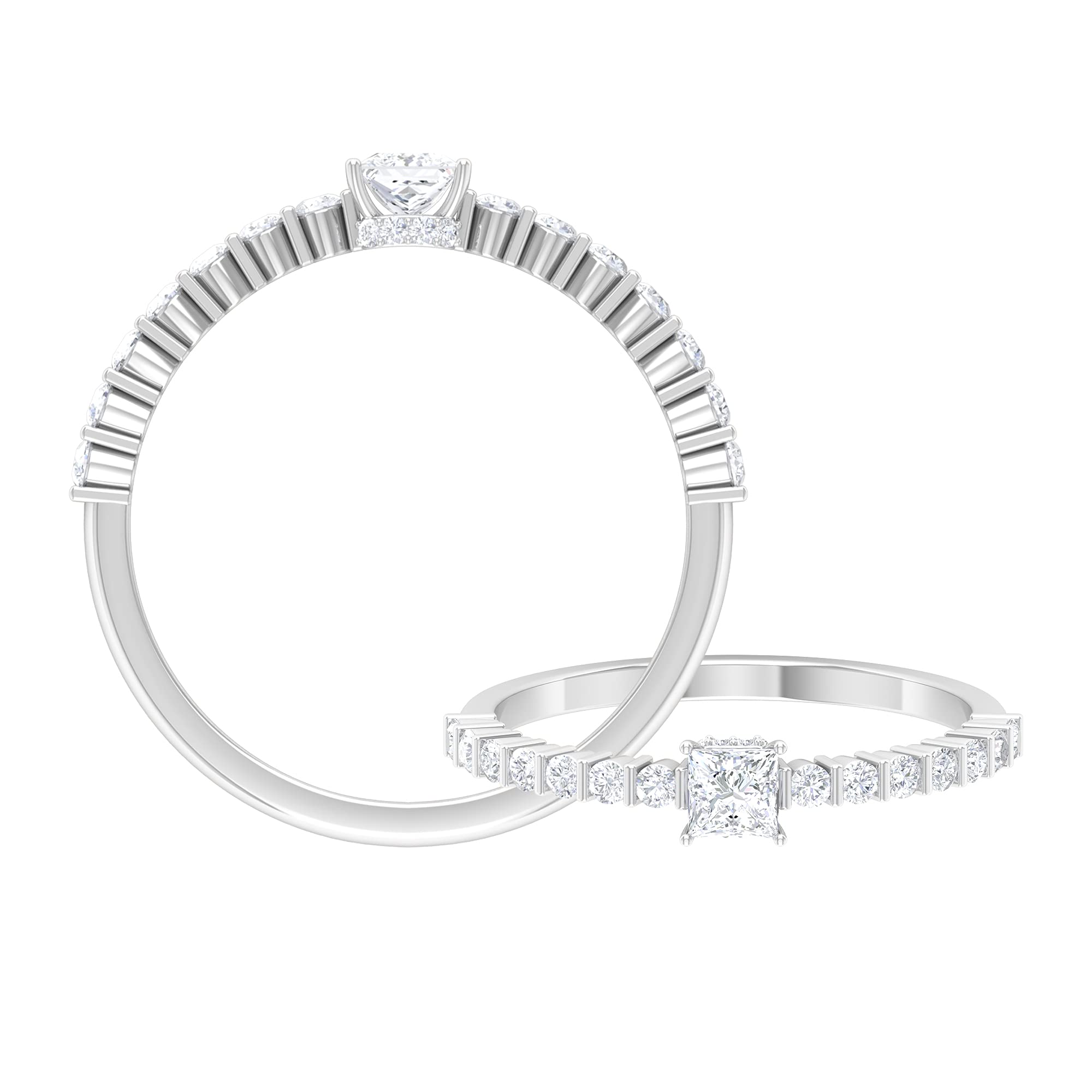 3/4 CT Diamond Solitaire Promise Ring for Women - April Birthstone Ring with Side Stones in 14K Solid Gold | Perfect for Anniversaries, Engagements & Special Occasions