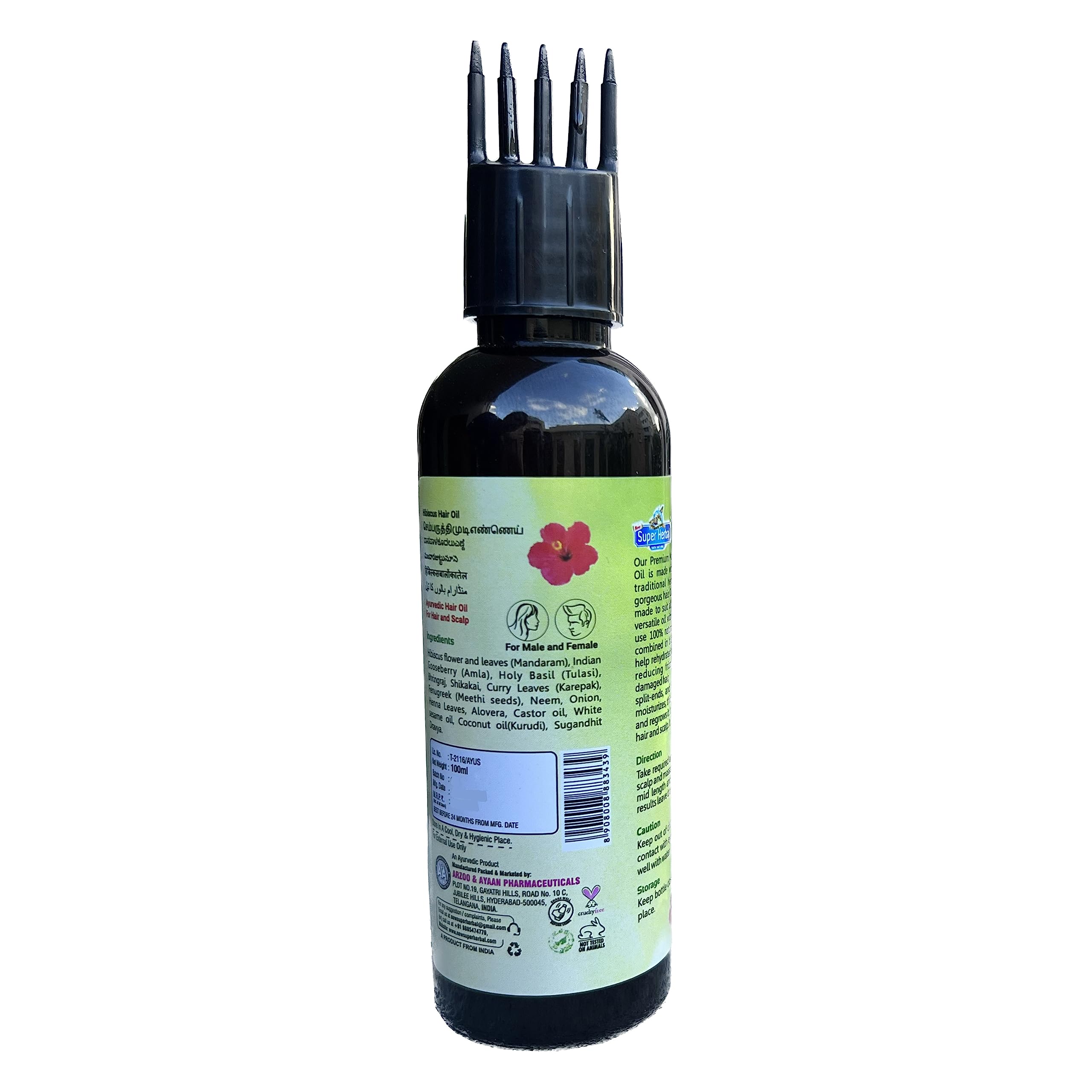 Premium Herbal Hair Oil with Hibiscus & Mandaram Extract - 100ml for Hair Growth, Scalp Care & Shine - Perfect for Daily Nourishment & Styling