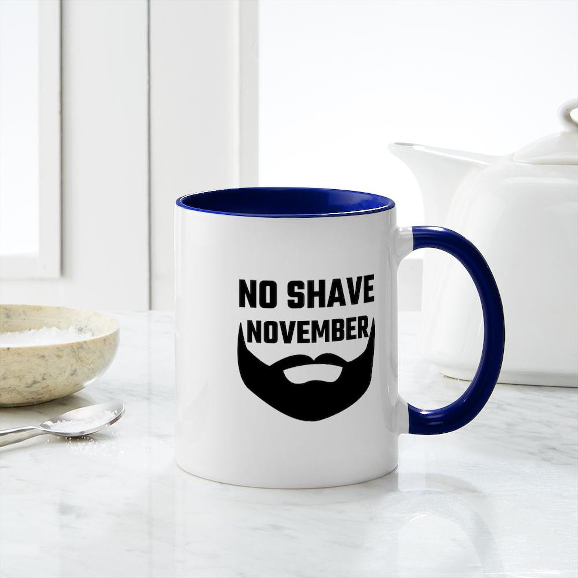 No Shave November Mug - 11 oz (325 ml) Ceramic Coffee Cup for Men - Funny Gift for Movember, Office Use & Holiday Gifting