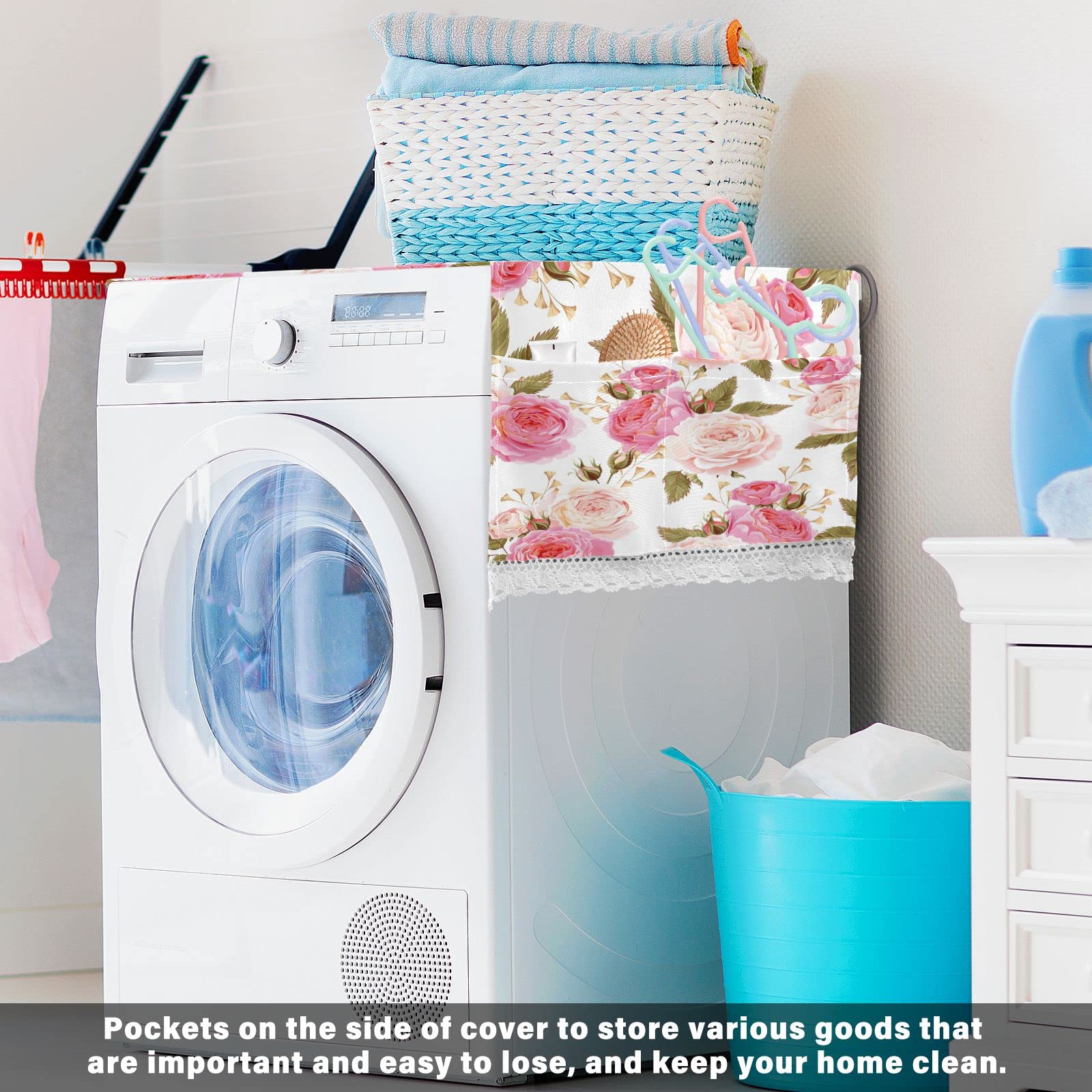 Floral Rose Pink Washing Machine Cover - 51