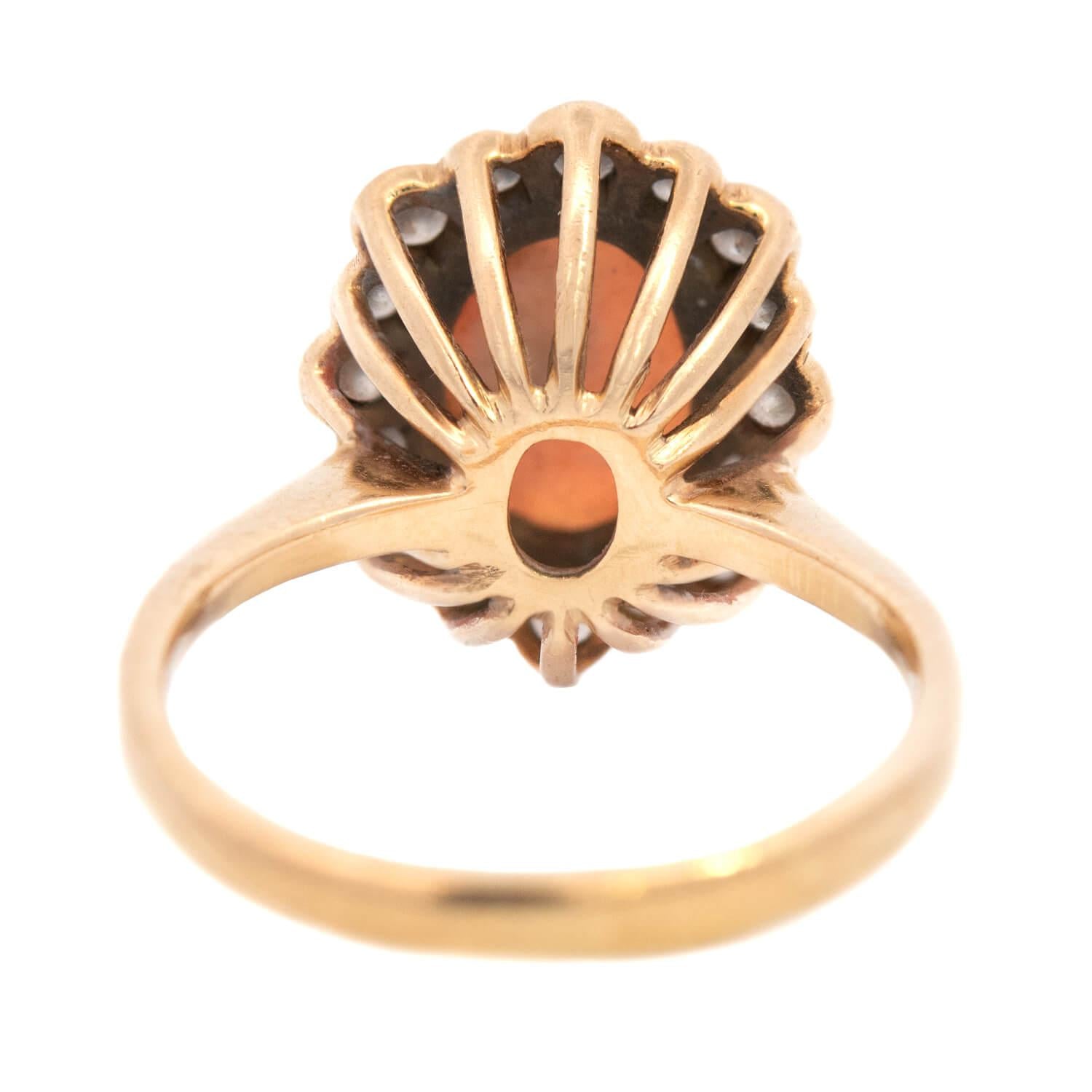 Vintage 18K Gold Opal and Diamond Halo Ring - Elegant Engagement, Wedding, Anniversary Jewelry Gift for Women