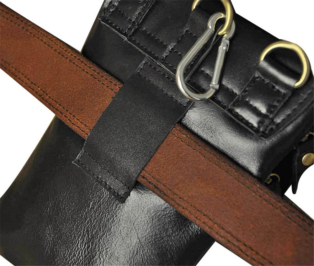Genuine Leather Men's Waist Pack Bag - Small Satchel Crossbody Bag for Travel, Hiking & Everyday Use (Black)