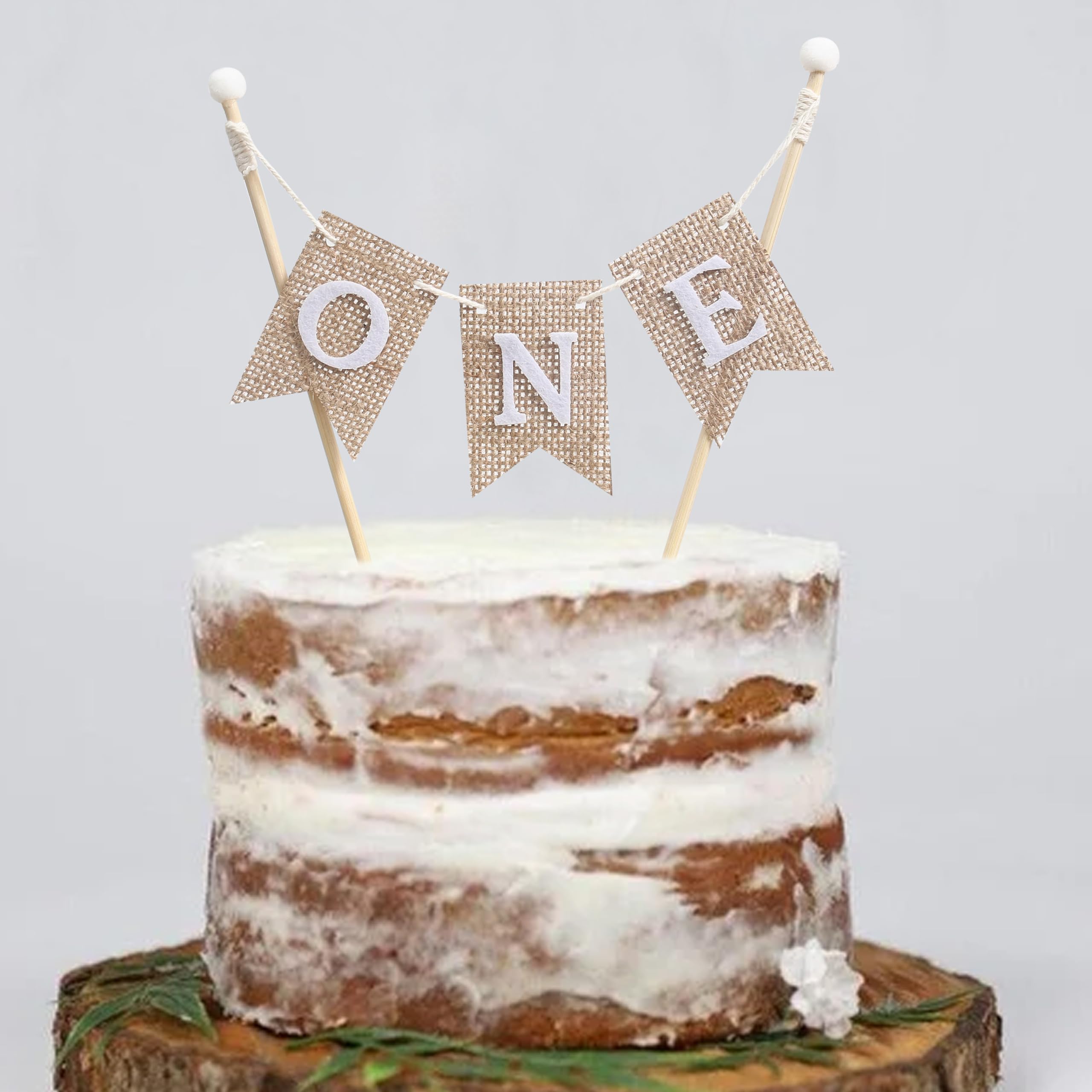 Handmade 'ONE' Birthday Cake Topper - White 1st Birthday Bunting Banner for Cake Smash, Photo Props & Celebrations | Perfect for Baby's First Birthday Party Decorations