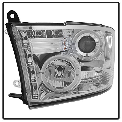 XTune LED Halo Headlights for Dodge Ram 1500 2009-2016 - Chrome/Clear Lens - High Performance Replacement Headlights for Night Driving & Off-Road Adventures