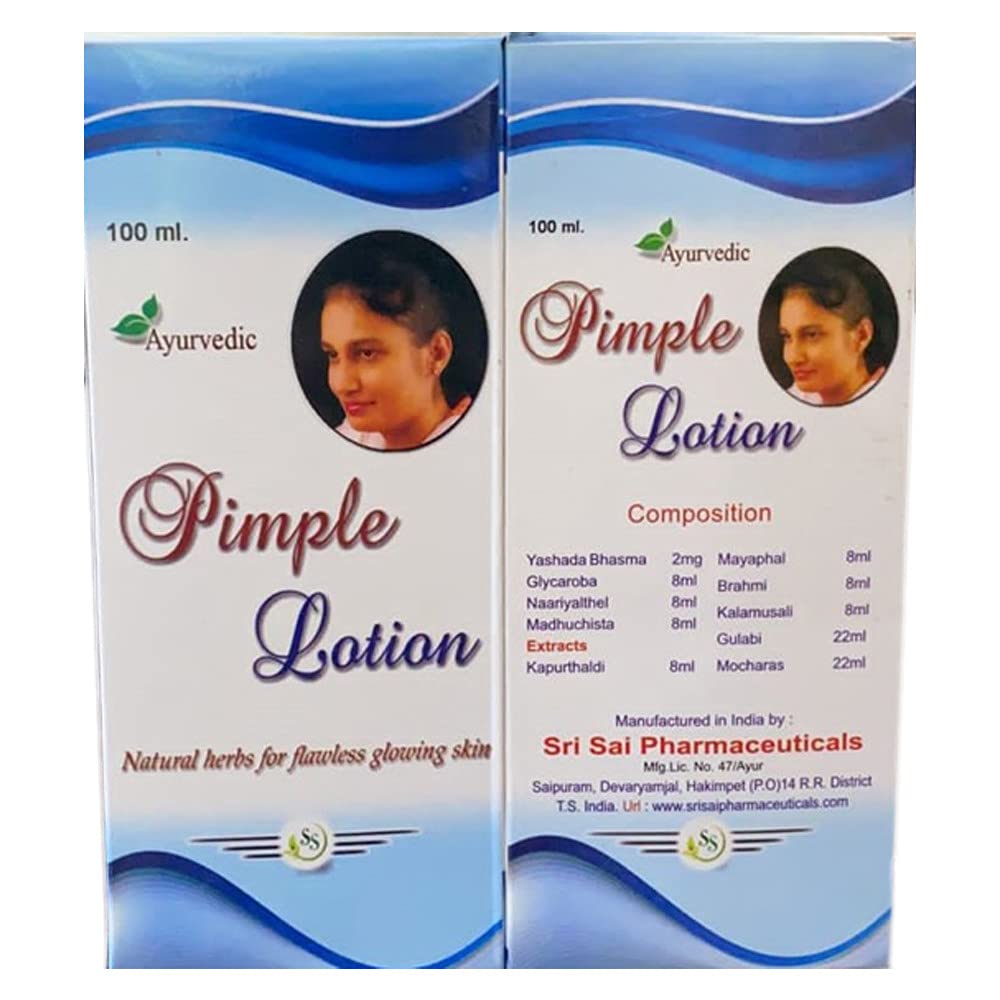 Best Pimple Lotion for Clear Skin | Sri Sai Pharmaceuticals Acne Treatment (2-Pack, 100ml Each) | Perfect for Oily & Acne-Prone Skin Care Routine