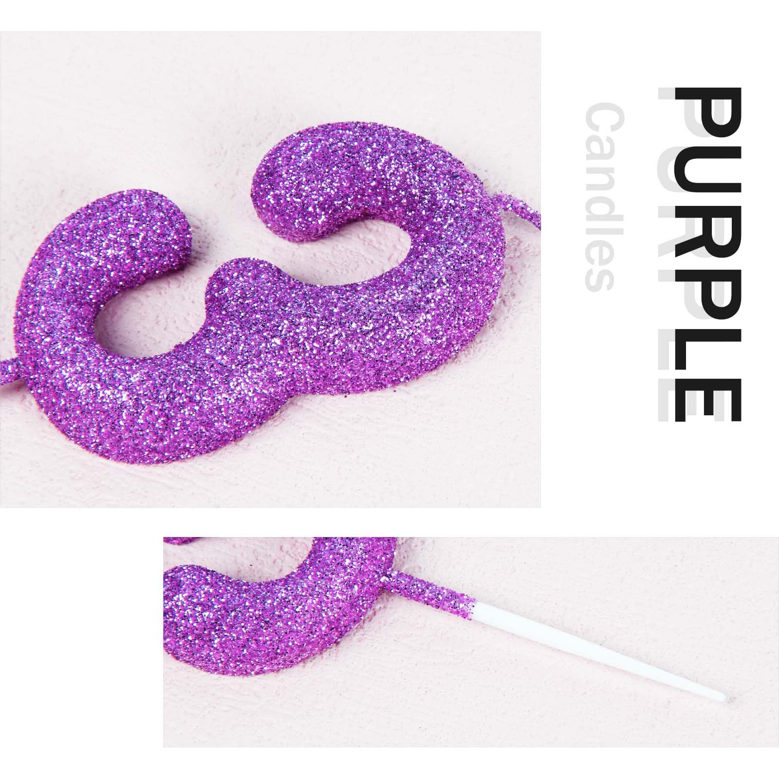 4th Birthday Candles - Sparkling Purple & Pink Number Cake Toppers for Girls Birthday Party, Wedding, Anniversary Decorations | Perfect for Cake Decor, Dessert Table, and Celebration Supplies