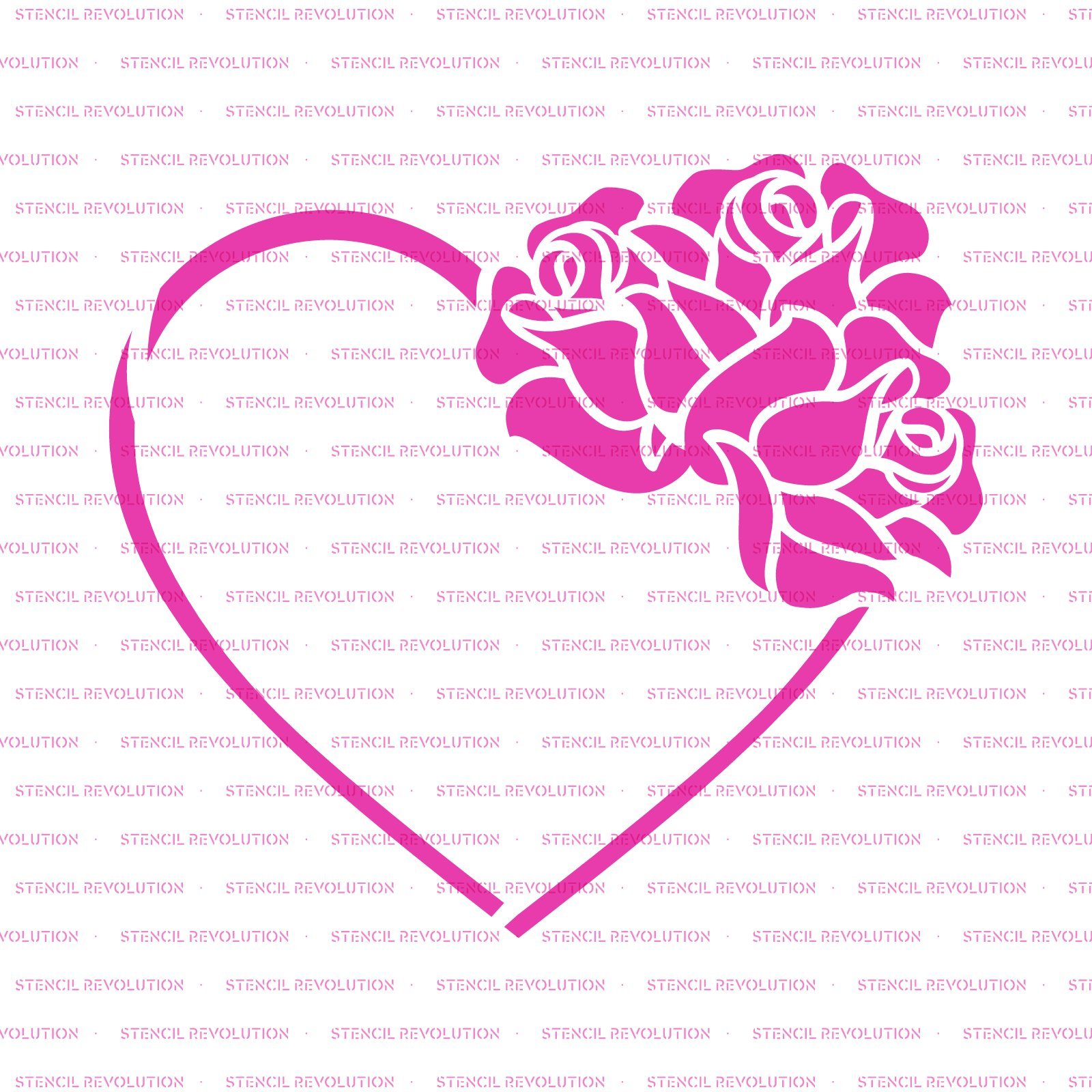 Heart with Roses Stencil - Romantic Love Rose Template for DIY Crafts, Wall Art, Scrapbooking & Wedding Decorations