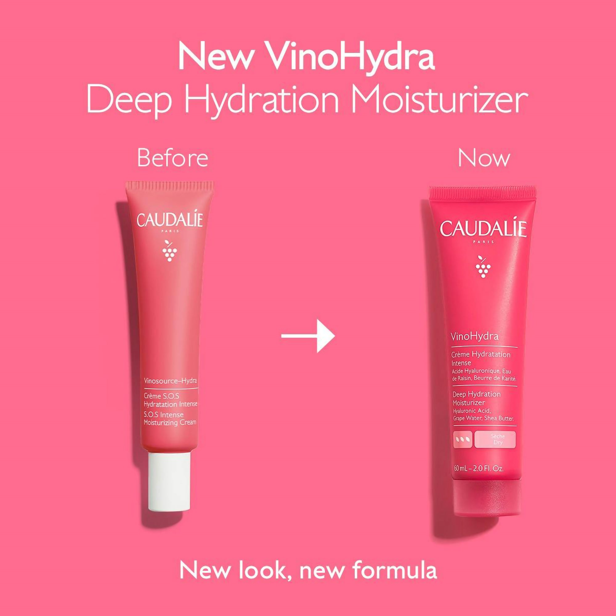 Caudalie VinoHydra Deep Hydration Moisturizing Cream - Intense Hydrating Face Moisturizer for Dry Skin | Vegan Skincare with Grape Water | Perfect for Night Routine & Winter Care
