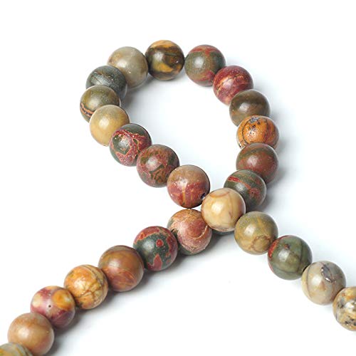 100Pcs 6mm Natural Picasso Stone Beads - Smooth Round Loose Gemstone Beads with 1mm Hole for DIY Jewelry Making (Bracelets, Necklaces, Earrings) - Energy Healing Stones for Meditation & Spiritual Crafts