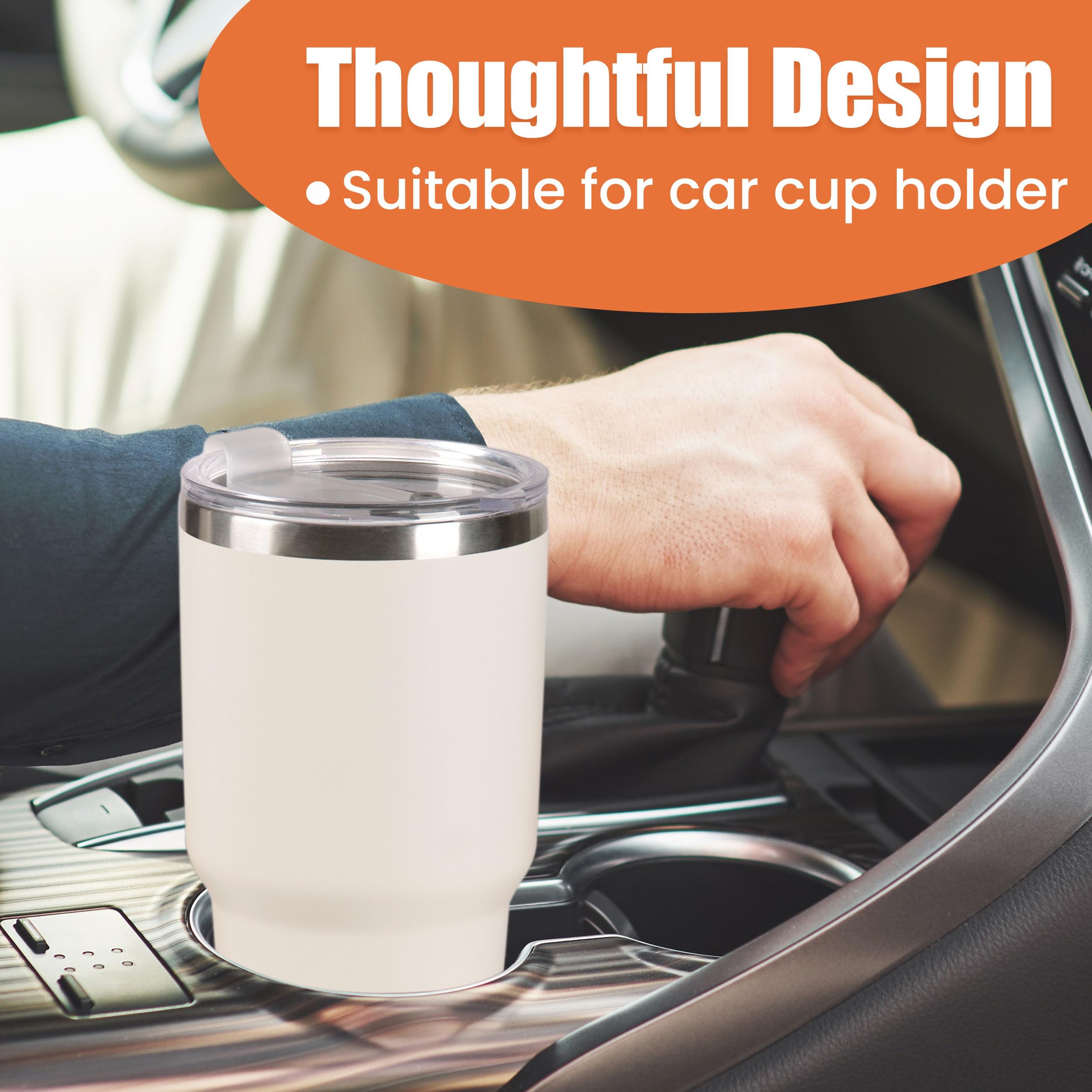 30oz Cream Stainless Steel Insulated Tumbler with Straw & Cleaning Brush - Double Wall Vacuum Travel Mug for Hot/Cold Drinks - Perfect for Coffee, Tea, Gym, Office & Outdoor Activities