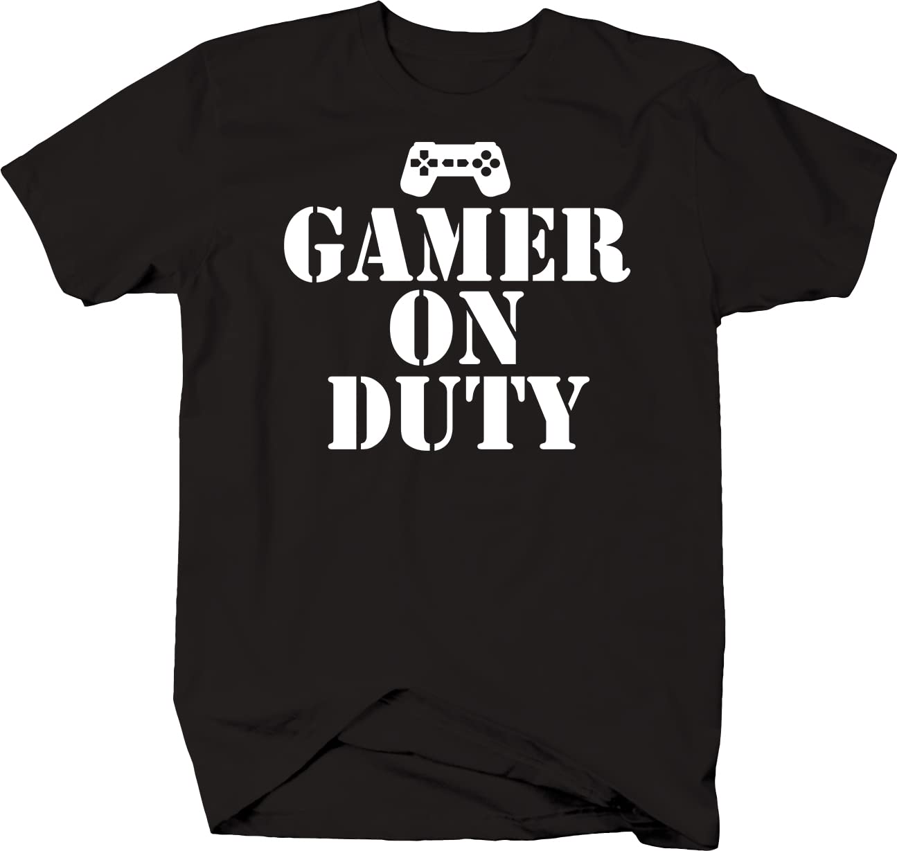 Gamer On Duty Men's Black Video Game Controller T-Shirt - Perfect for Gaming Sessions & Casual Wear