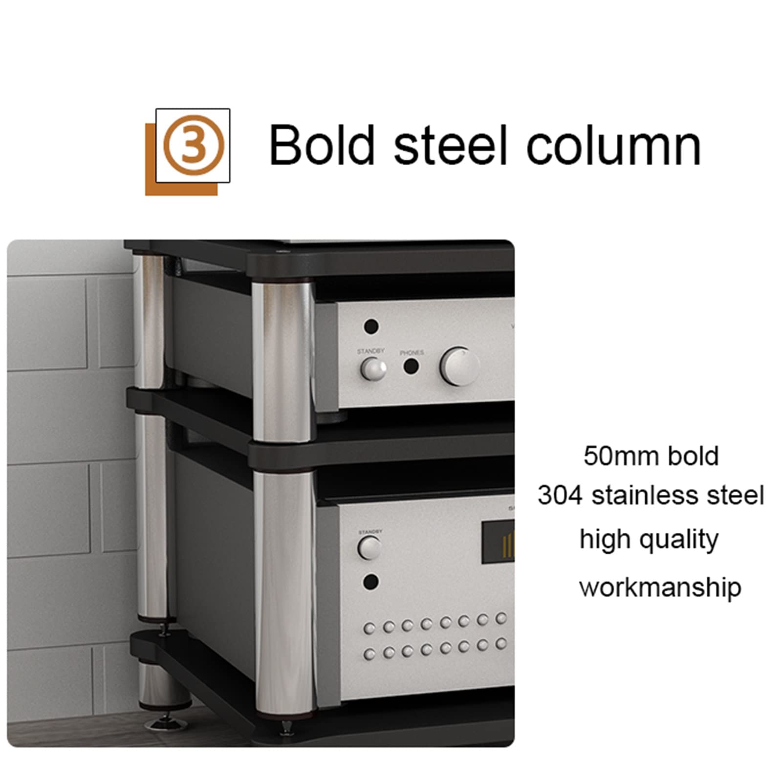 4 Tier Audio Shelf - Sturdy Media Stand & Component Cabinet for HiFi Systems - Perfect for Home Theater, Vinyl Records & Audio Equipment Storage