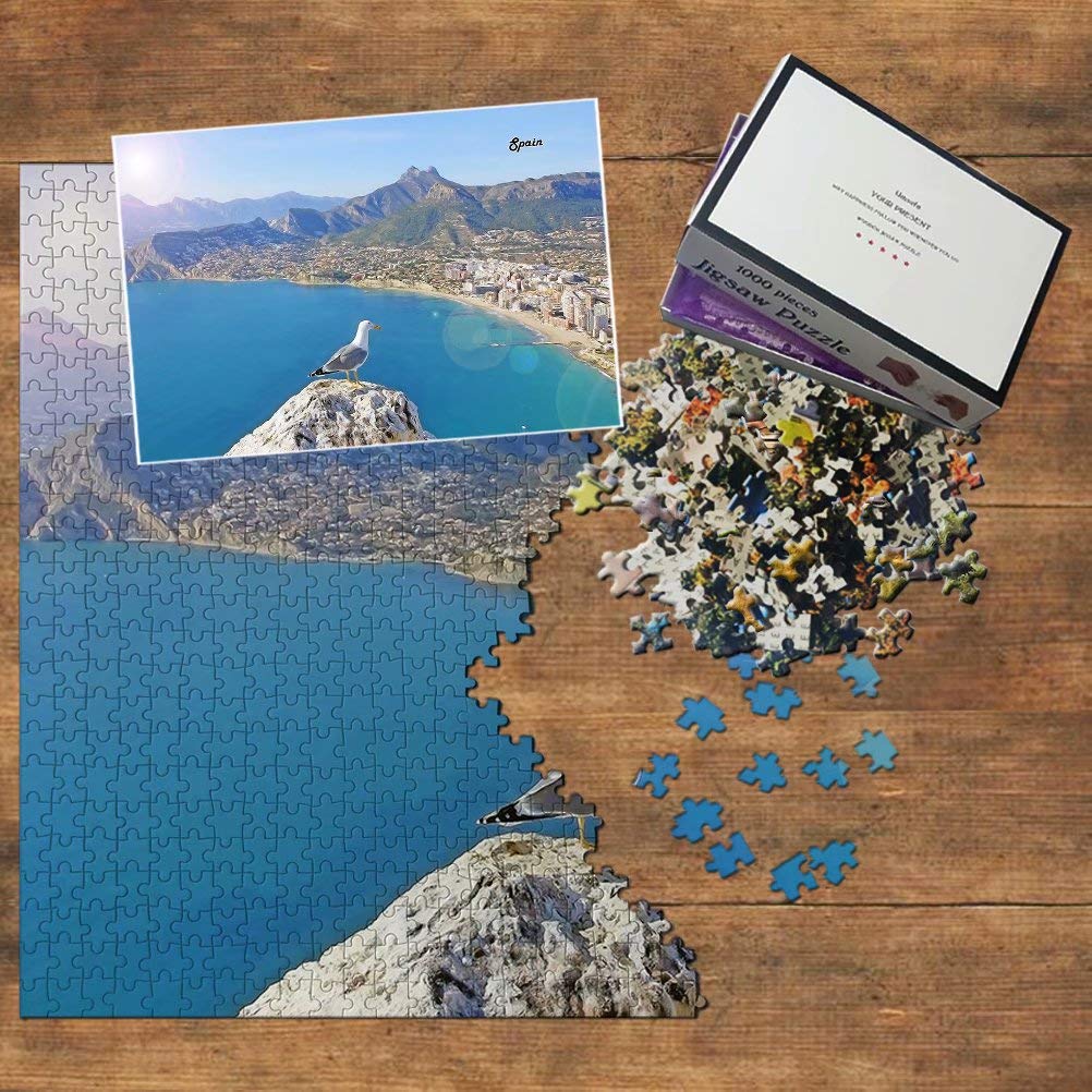 1000-Piece Spain Jigsaw Puzzle - Stunning Seagull Calpe Alicante Landscape Wooden Puzzle | Perfect Travel Souvenir & Home Decor Gift for Puzzle Lovers | Relaxing Family Activity & Wall Art Display