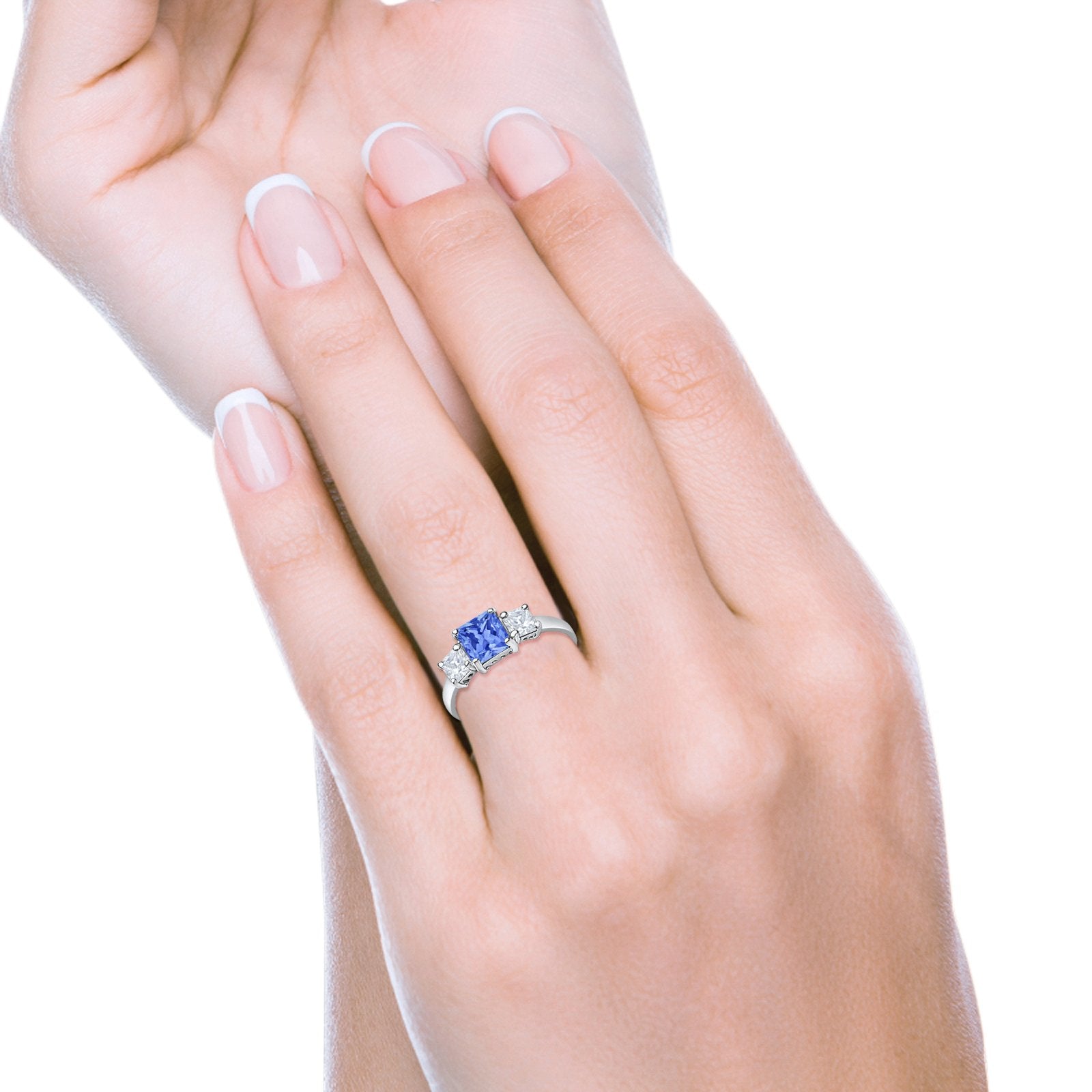 3 Stone Princess Cut Cubic Zirconia Ring - 925 Sterling Silver Fashion Jewelry for Women - Perfect for Weddings, Anniversaries & Special Occasions