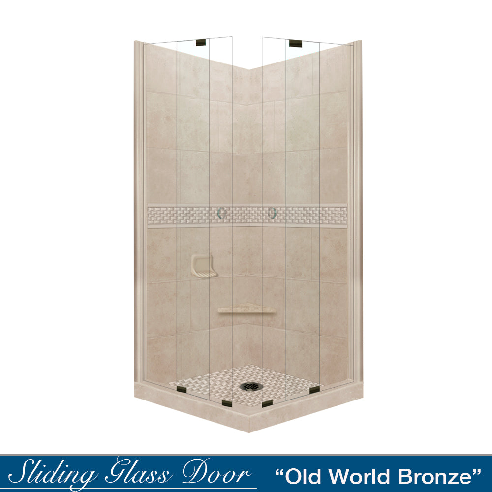 Corner Brown Sugar Sistine Stone & Jewel Stone Accent - DIY Shower Remodel Kit for Bathroom Renovation | Waterproof Decorative Tile for Shower Walls, Floors, and Backsplashes