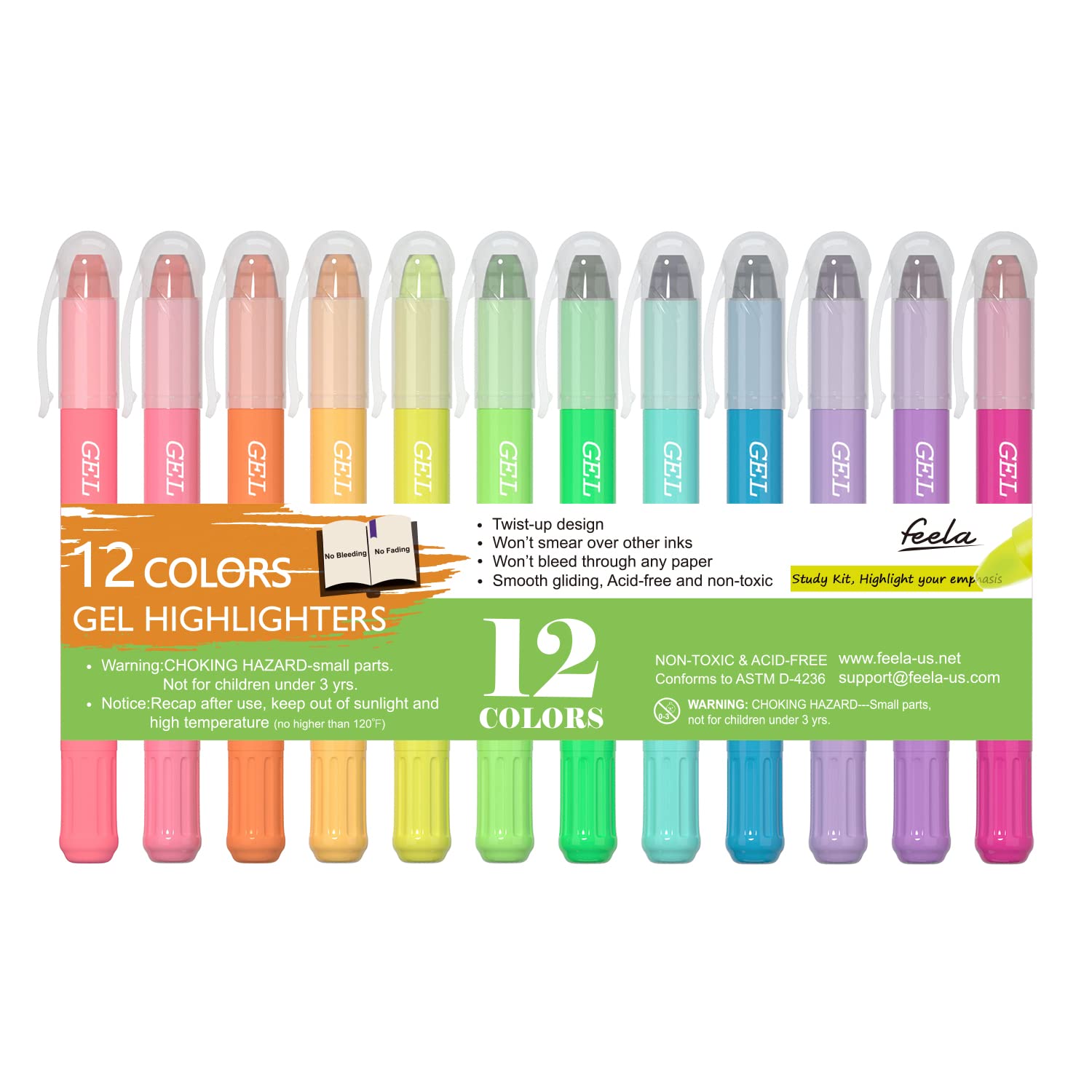 12-Color Bible Gel Highlighters - No Bleed, Perfect for Study & Work