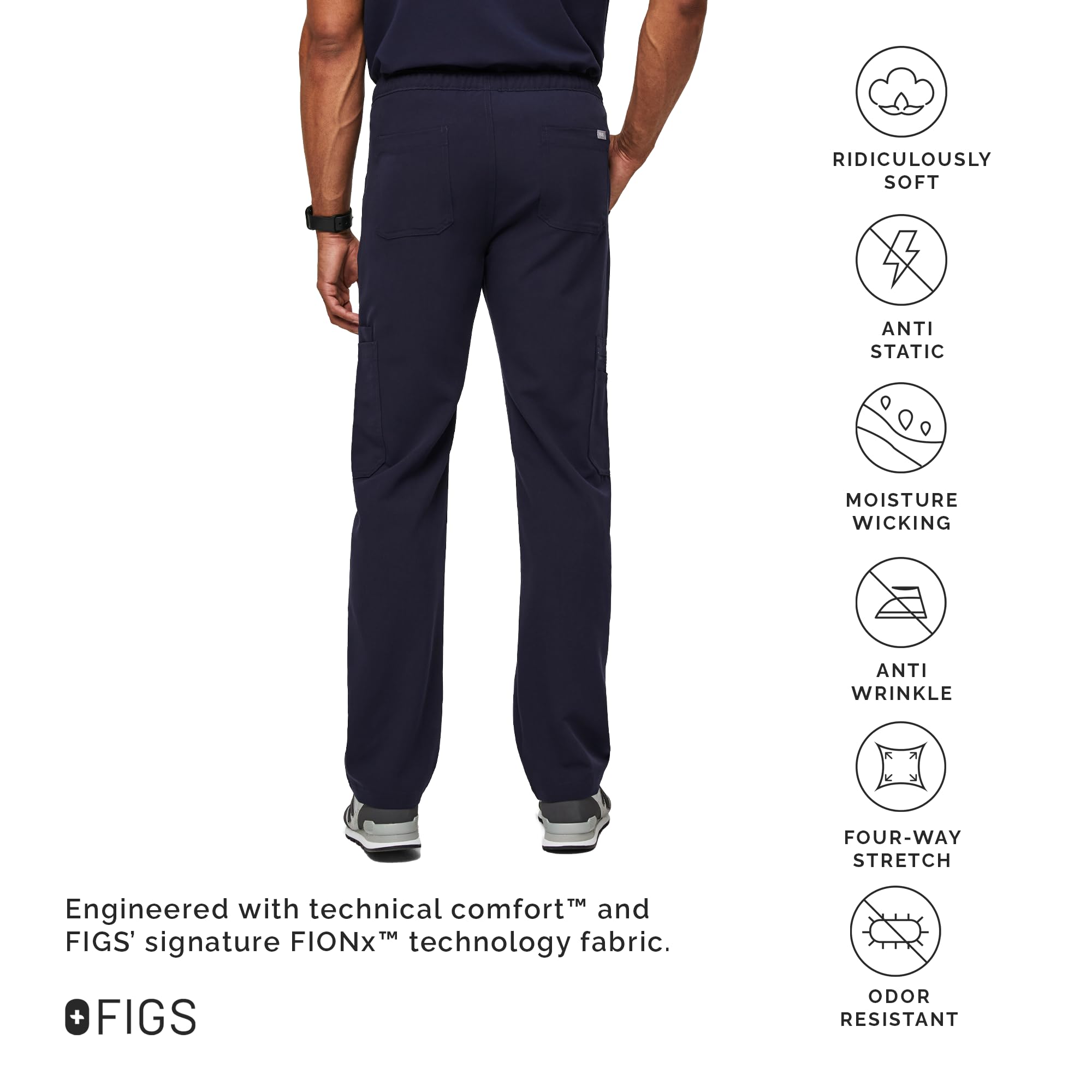 FIGS Cairo Cargo Scrub Pants for Men - Classic Straight Leg Fit, 9 Pockets, 4-Way Stretch, Anti-Wrinkle, Comfortable Medical Workwear for Doctors, Nurses & Healthcare Professionals - Perfect for Hospital Shifts & Clinical Duties