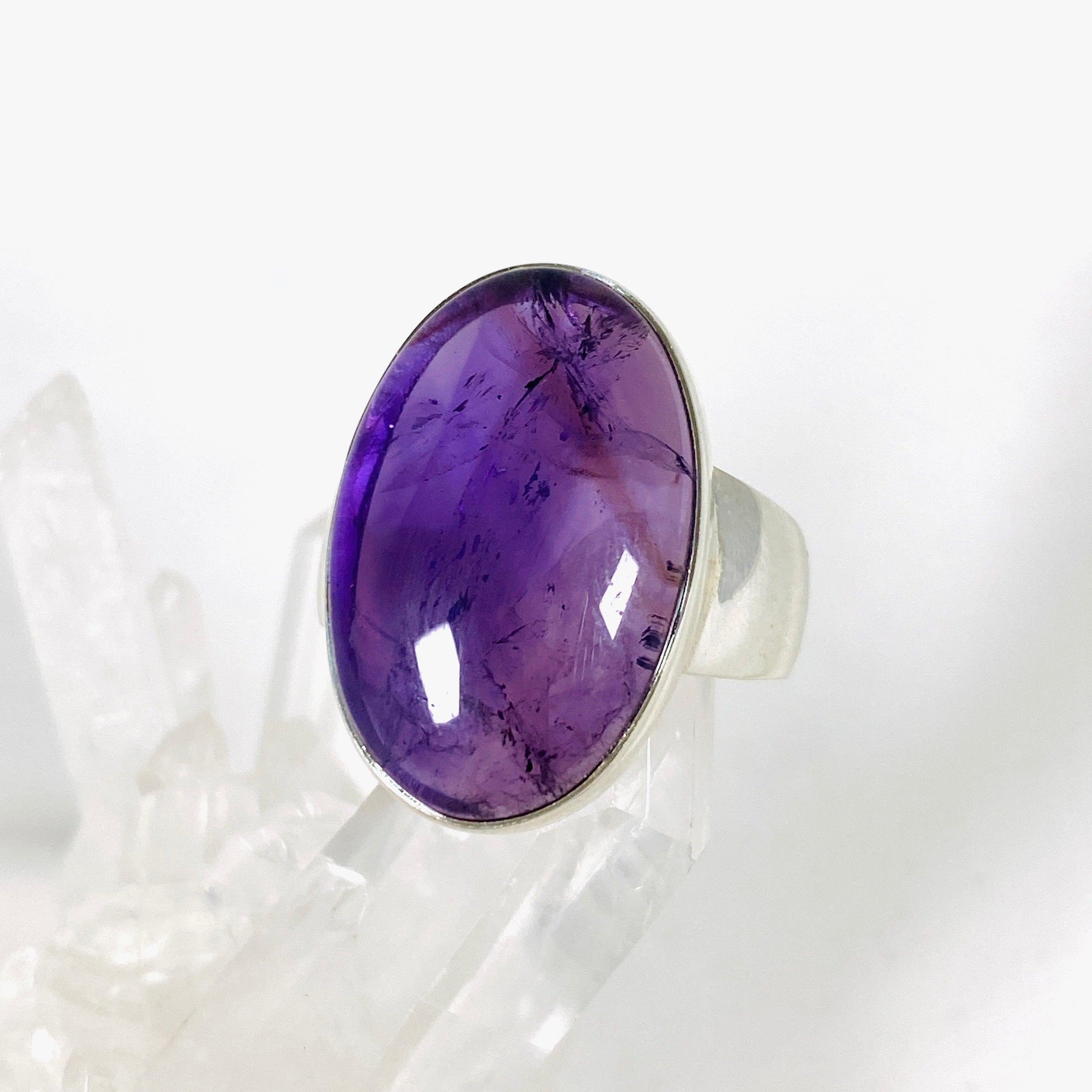 Amethyst Oval Ring for Women - Size 11 - KRGJ2968 - Elegant Purple Gemstone Jewelry for Everyday Wear & Special Occasions