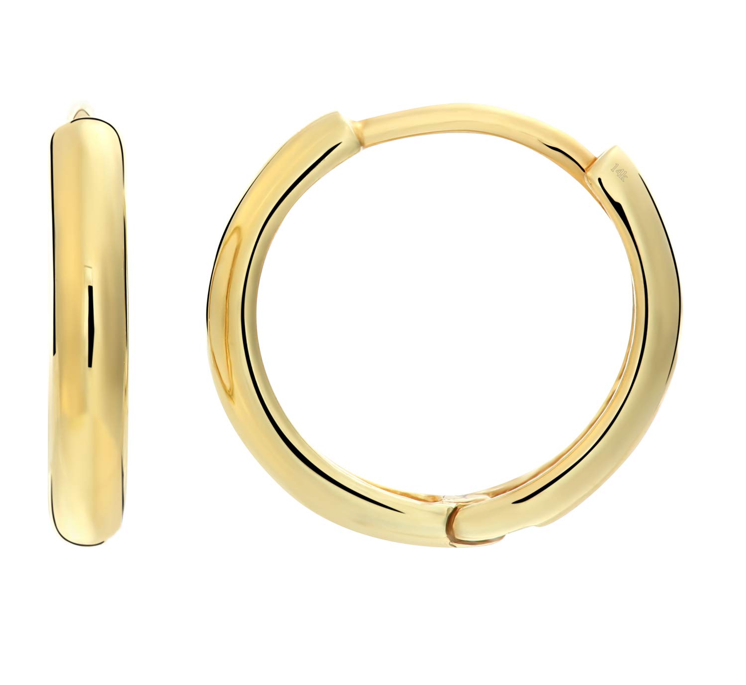 14K Solid Gold Huggie Hoop Earrings for Women - 11mm Small Cuff Earrings - Perfect for Everyday Wear, Gifts & Special Occasions