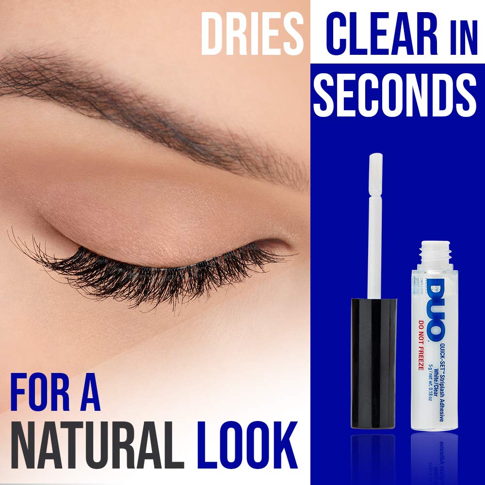 DUO Quick-Set Strip Lash Adhesive - White & Clear, Latex-Free, Waterproof, Long-Lasting Eyelash Glue (0.18 oz, 2-Pack) - Perfect for Daily Wear, Special Occasions & Sensitive Eyes