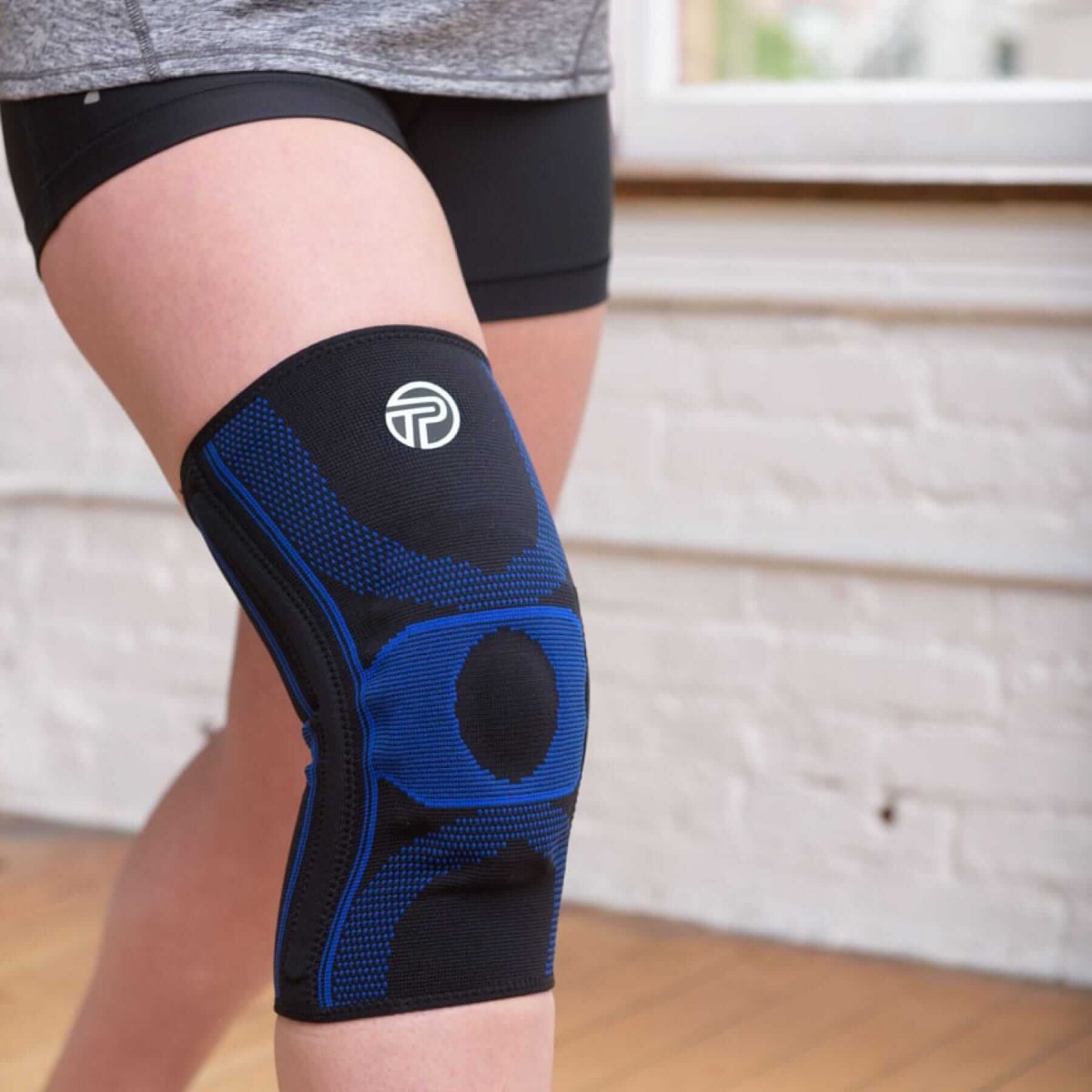 Pro Tec Gel Force Knee Support Brace - Black/Blue - Pain Relief & Stability for Running, Basketball & Workouts